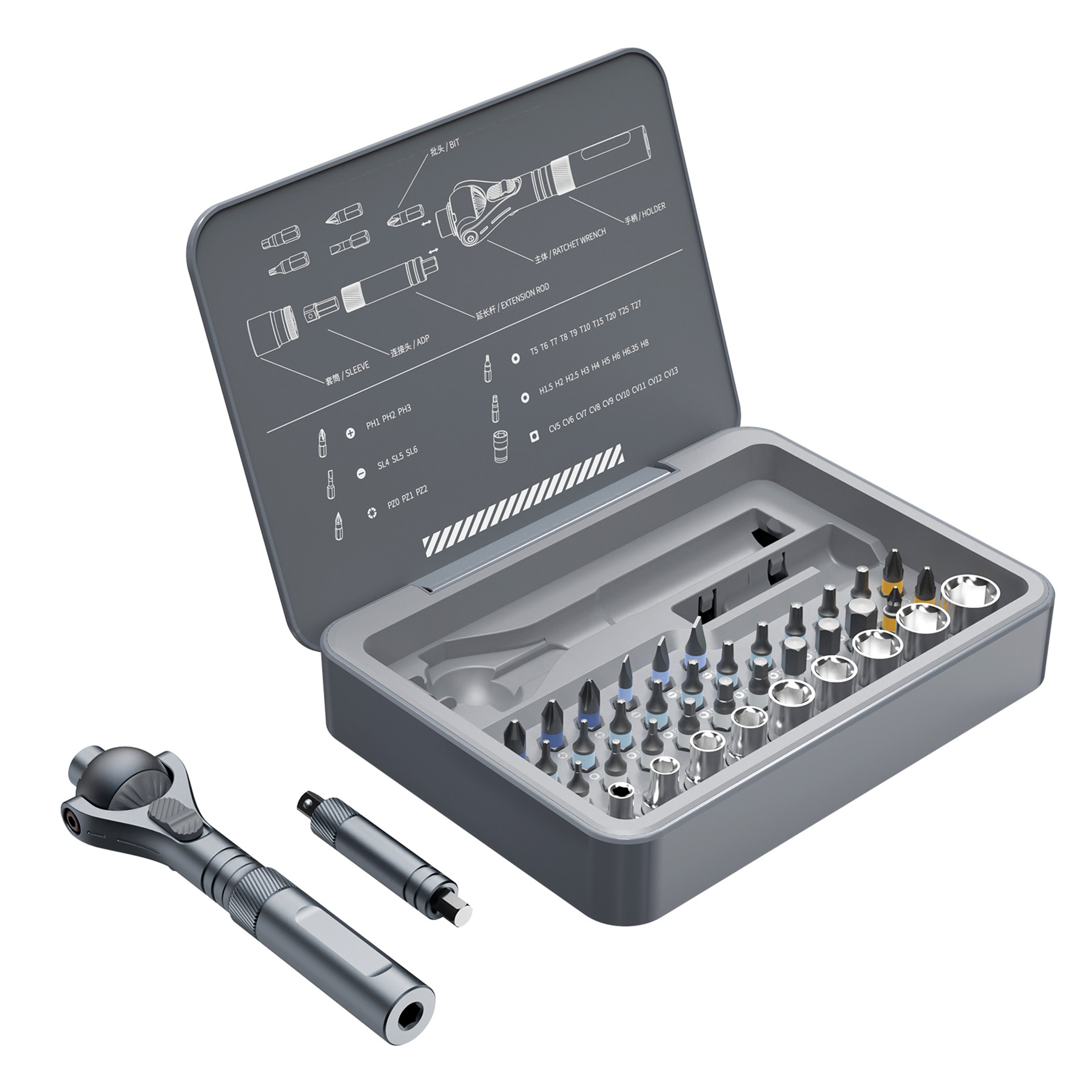 Mini Repair Tool Kit With MultiMagnetic Bits Multifunction Ratchet Screwdriver Set For IPhone PC Ho 6