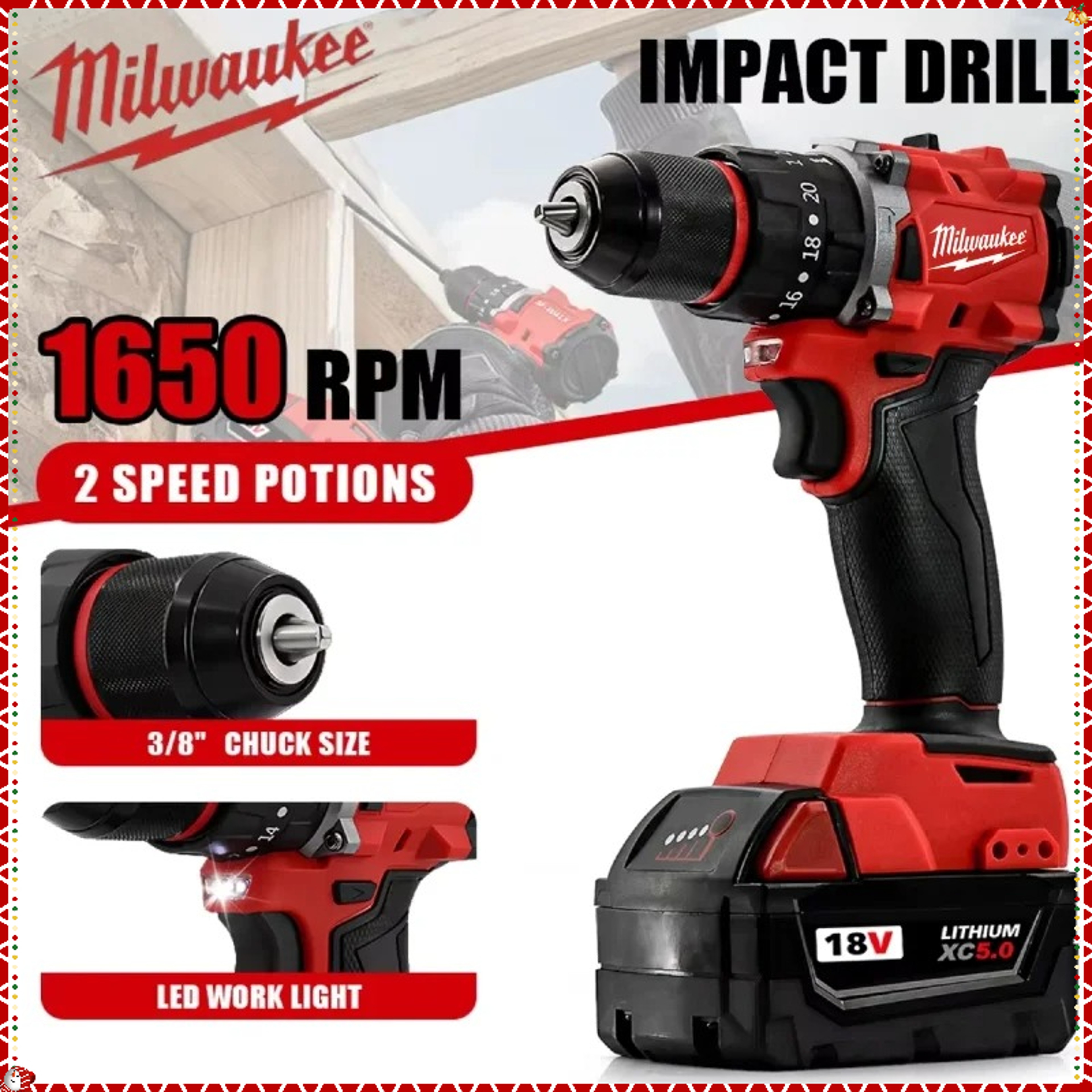 Multifunctional Power Tools, Cordless Electric Drill, Brushless Impact Drill for Efficient Drilling and Driving – view 1