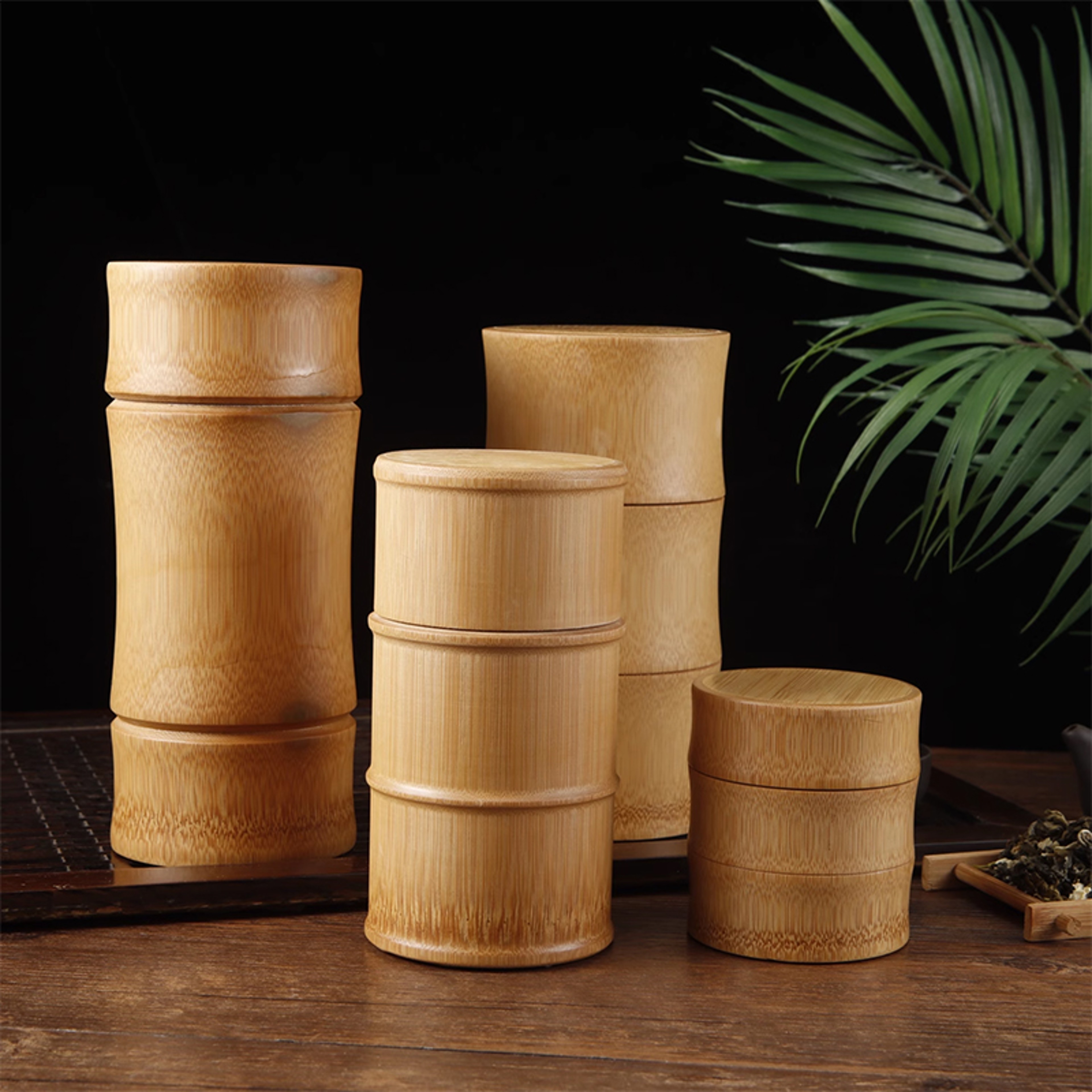 Ecofriendly Bamboo Tea Canister Food Storage Box Nut  Spice Storage Box Kitchen Containers Organize 0