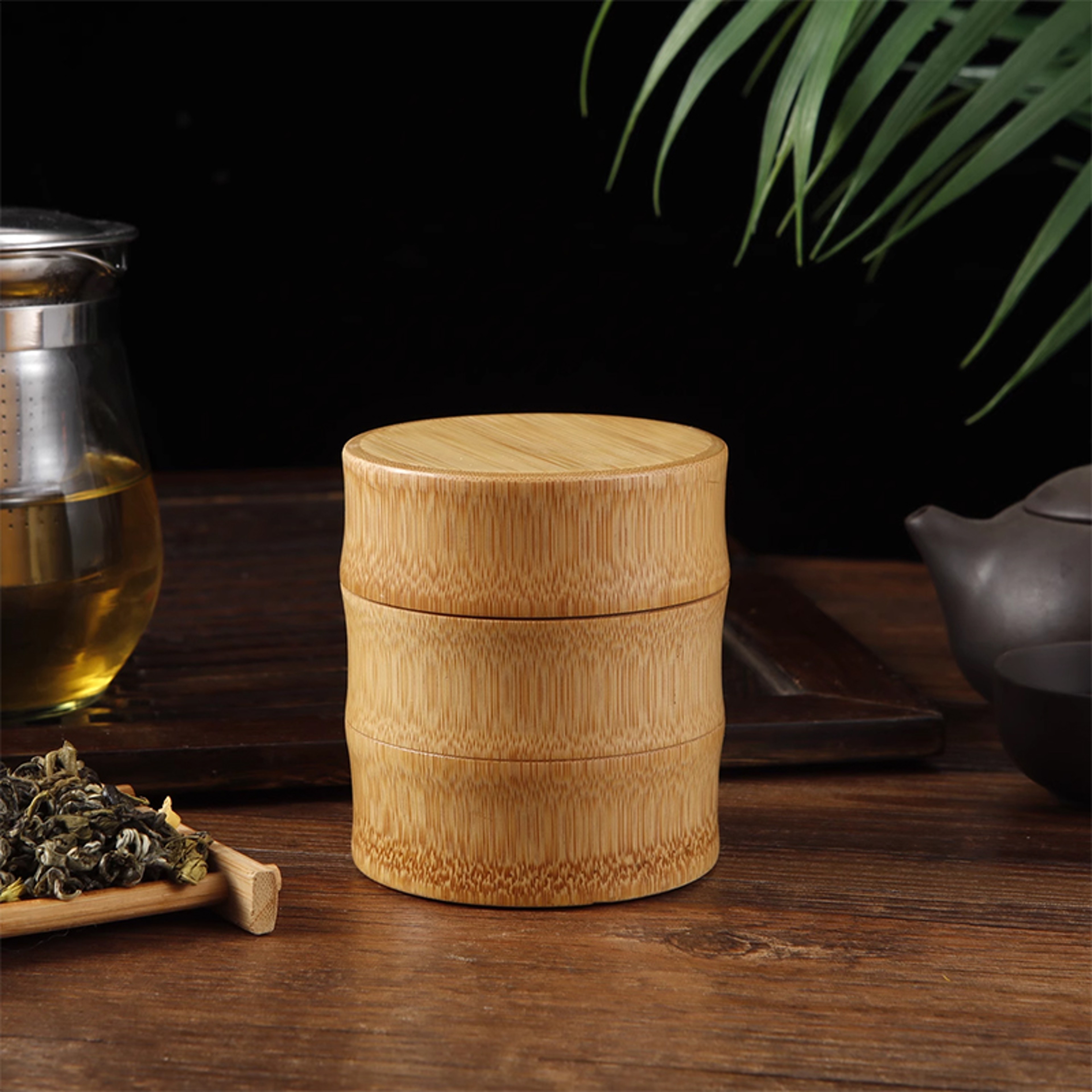 Ecofriendly Bamboo Tea Canister Food Storage Box Nut  Spice Storage Box Kitchen Containers Organize 6