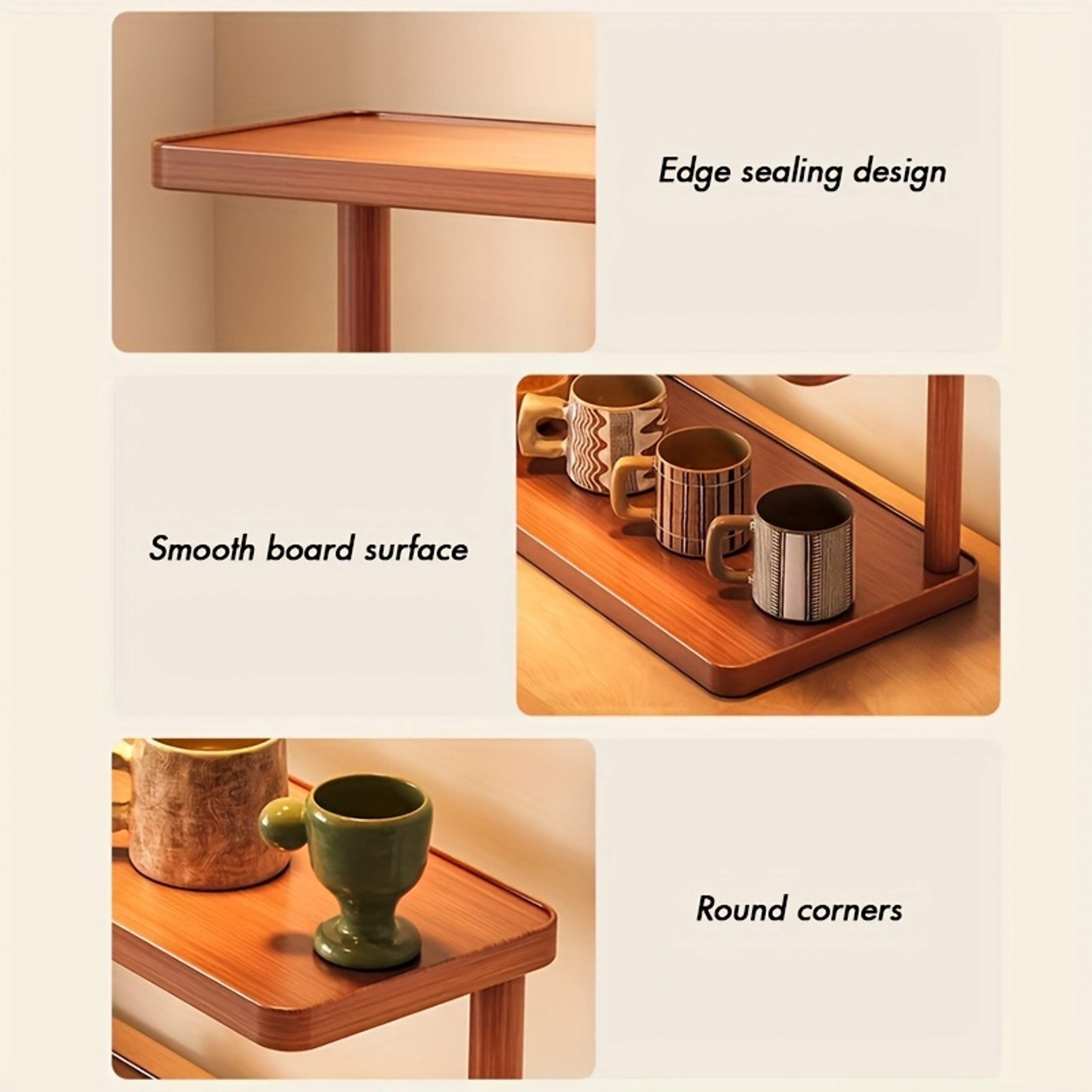 Versatile Wooden Storage Rack, Decorative Handles Countertop Organizer for Kitchen & Tea Room, Perfect for Spices – view 5