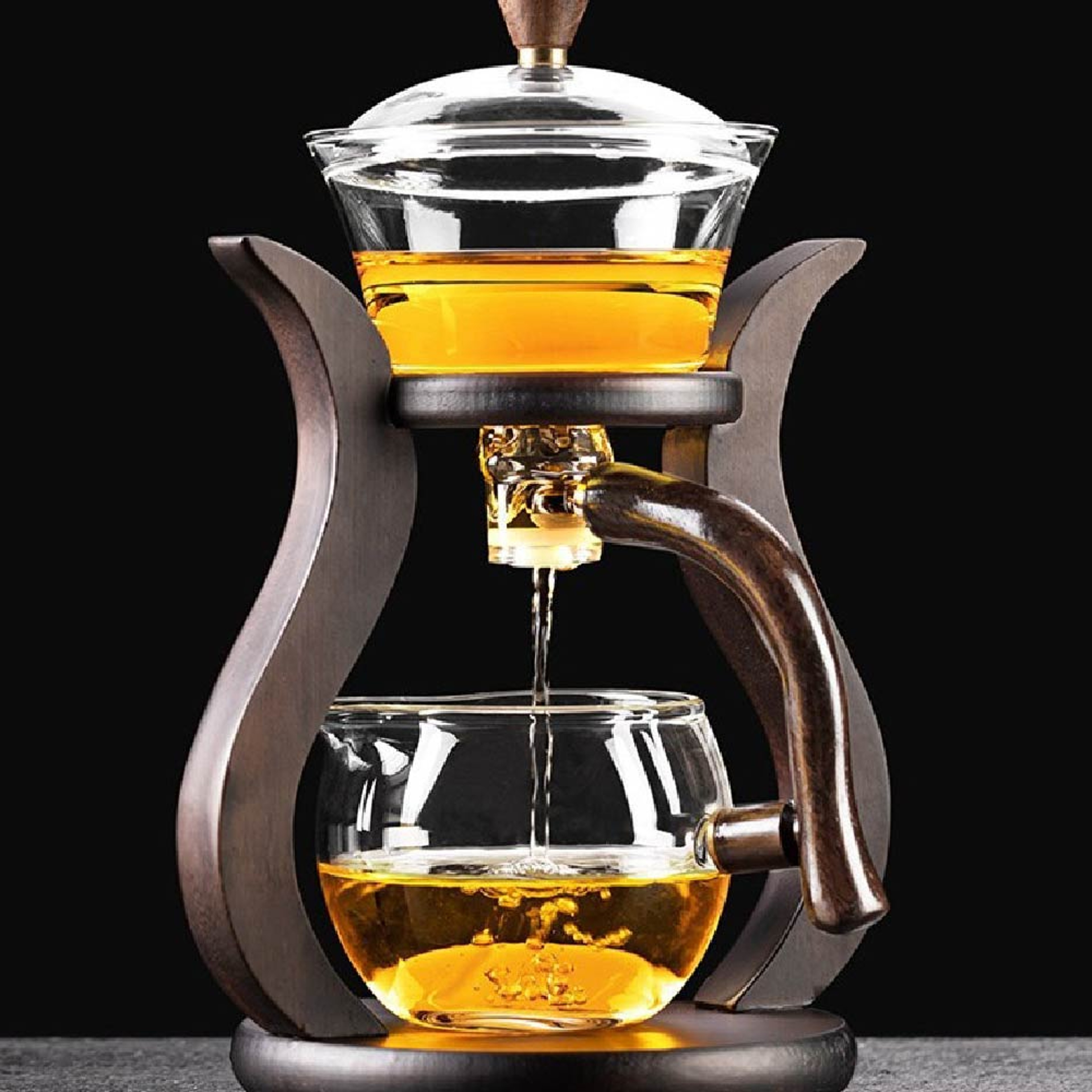 Magnetic Flow Semi-Automatic Glass Teapot Set, Lazy Kung Fu Drip Heat Resistant Tea Set Gift – view 1