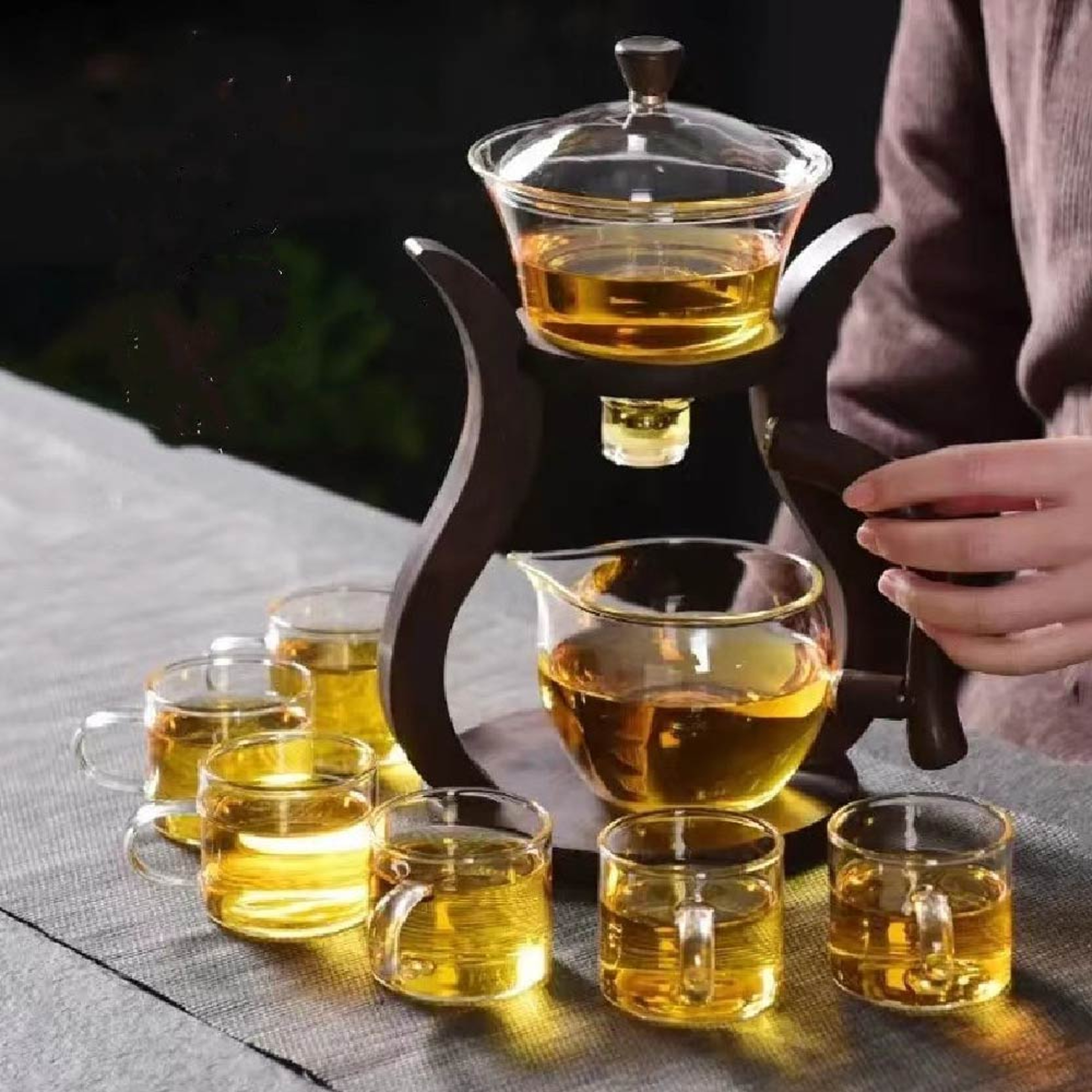 Magnetic Flow Semi-Automatic Glass Teapot Set, Lazy Kung Fu Drip Heat Resistant Tea Set Gift – view 4