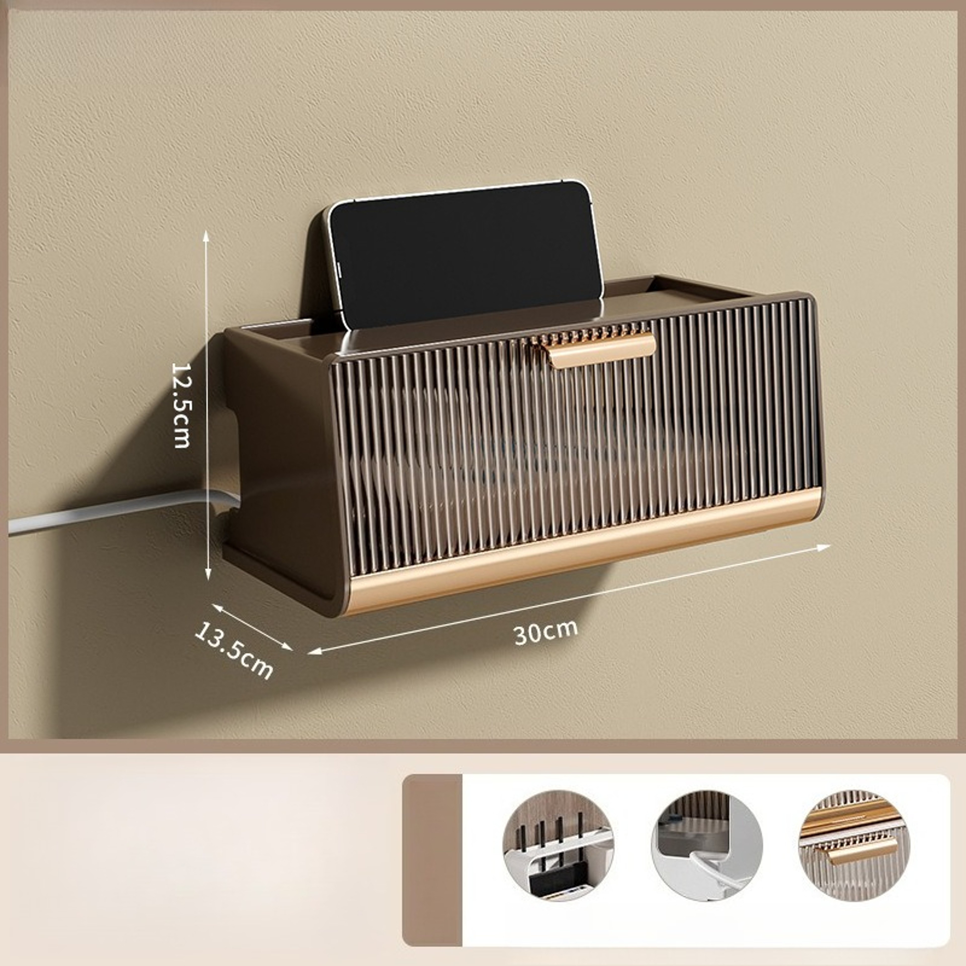 Wall-mounted Wifi Router Storage Box, Set-top Box Shelf, Network Cable Organization Box – view 8