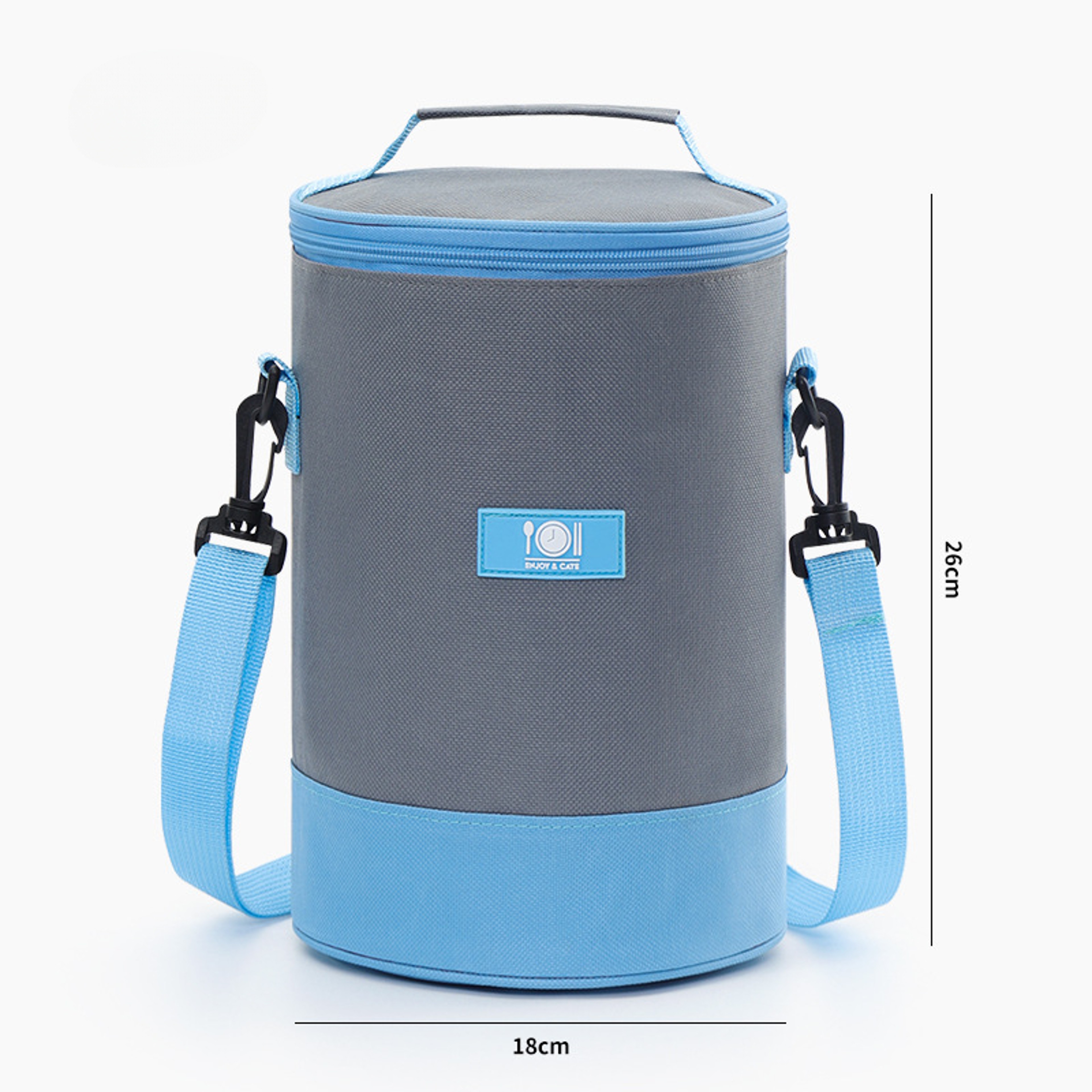 Round Tote Lunch Bag with Aluminum Foil, Thermal Insulation, Circular Oxford Meal Bag, Outdoor Ice Box for Office Use – view 8