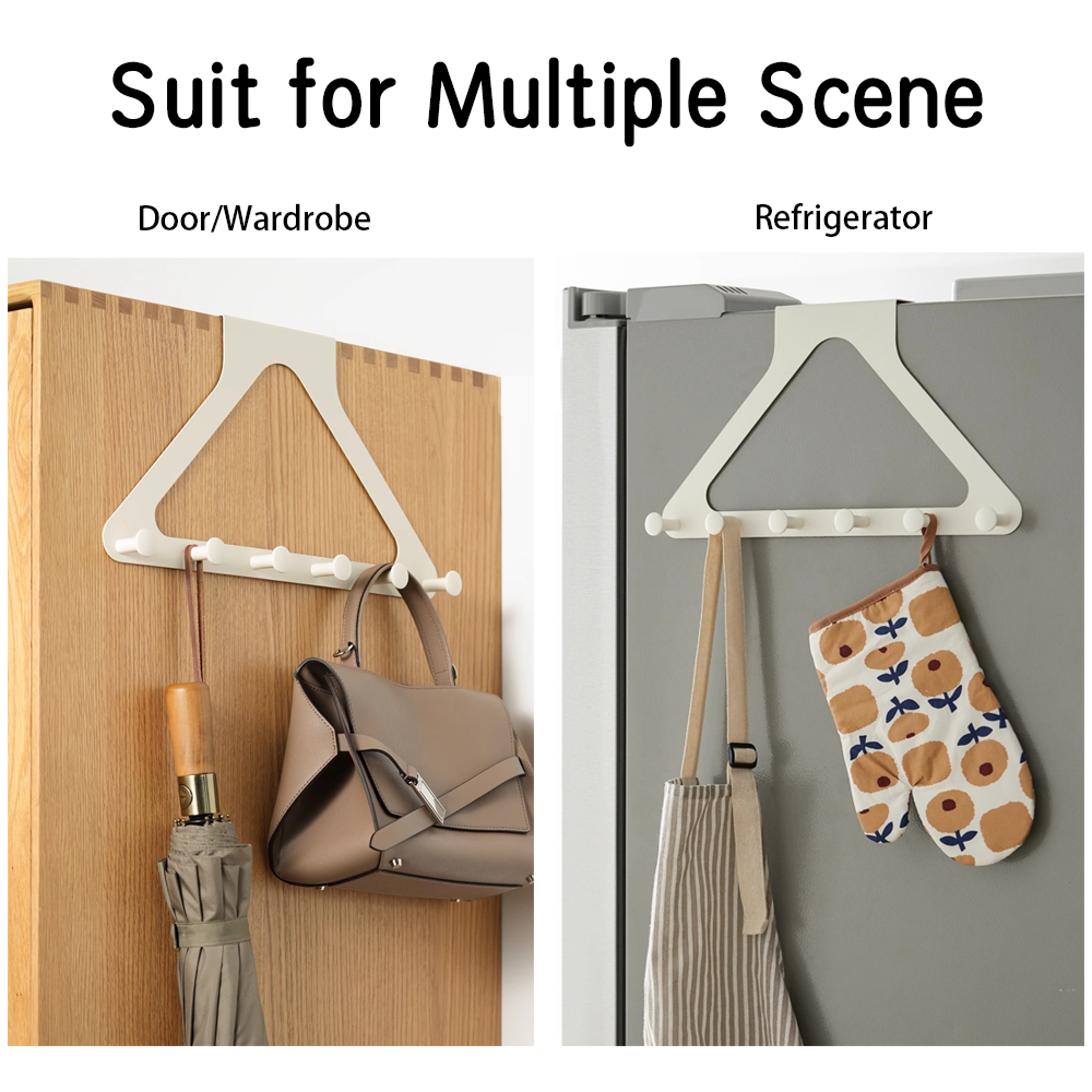 PunchFree Triangular Door Hook Wall Mounted Hanger for Coats, Hats, Bags, and More! – view 5