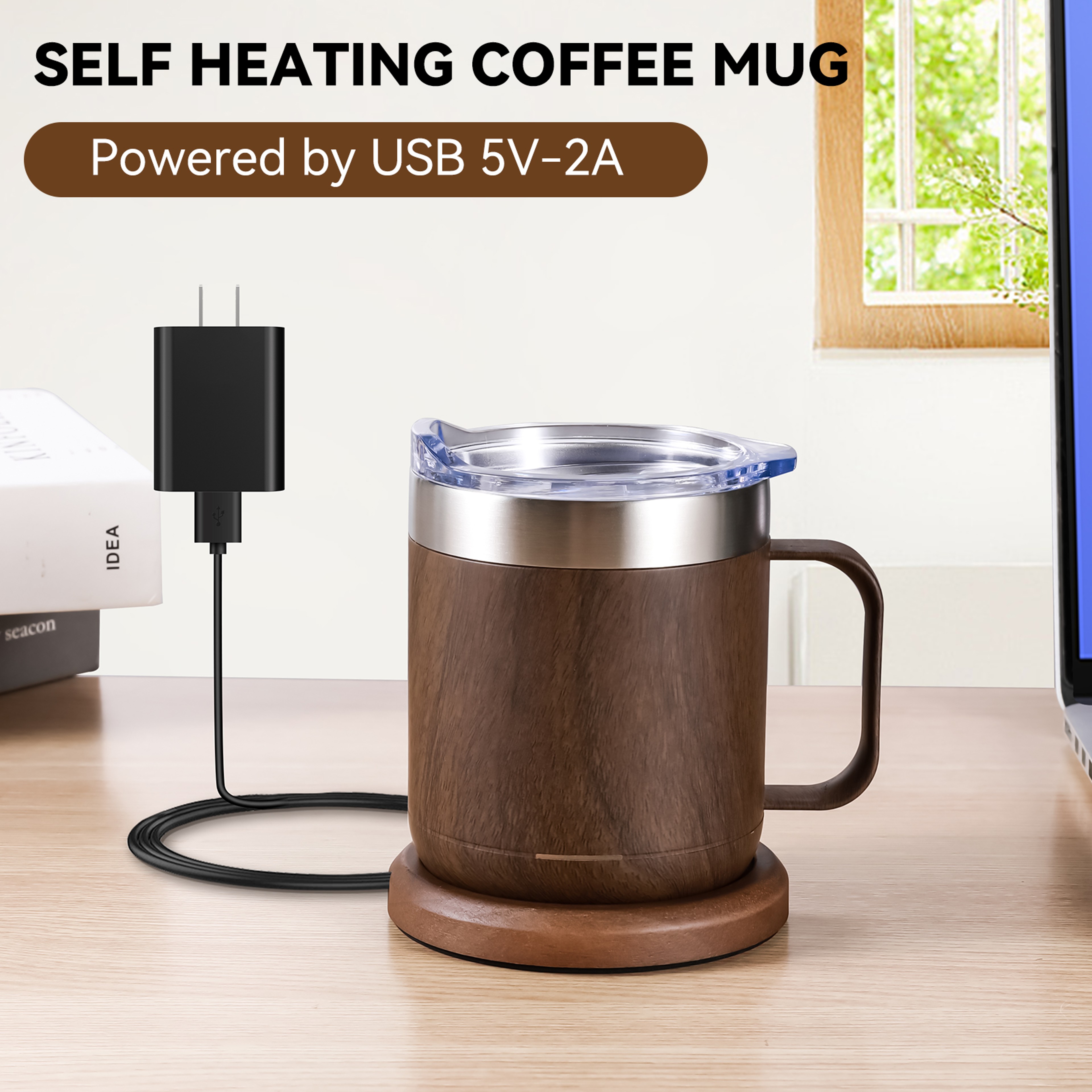 Double Layer Food Grade Self-Heating Coffee Mug USB Warmer with Thermostat for Gifts – view 2
