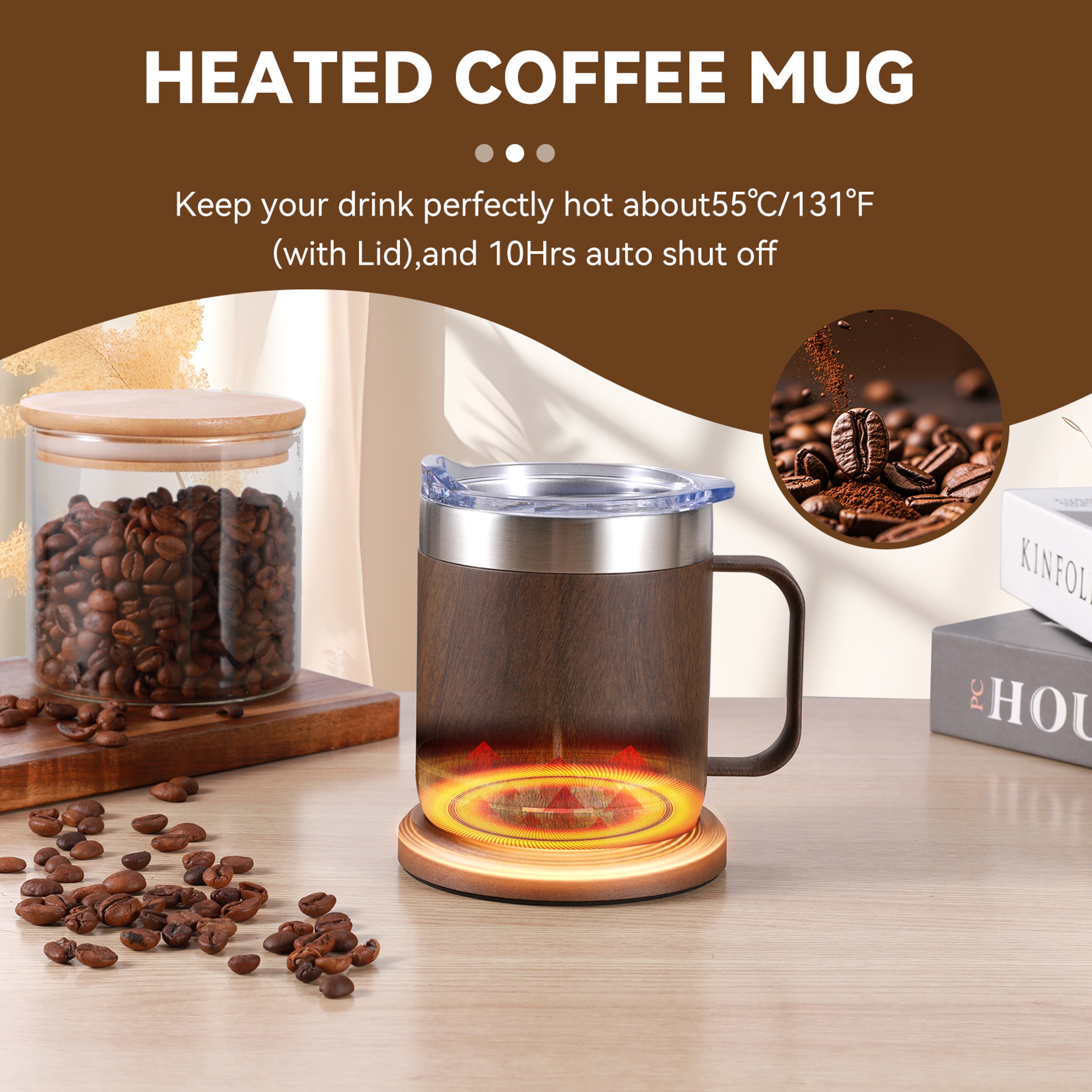 Double Layer Food Grade Self-Heating Coffee Mug USB Warmer with Thermostat for Gifts – view 5
