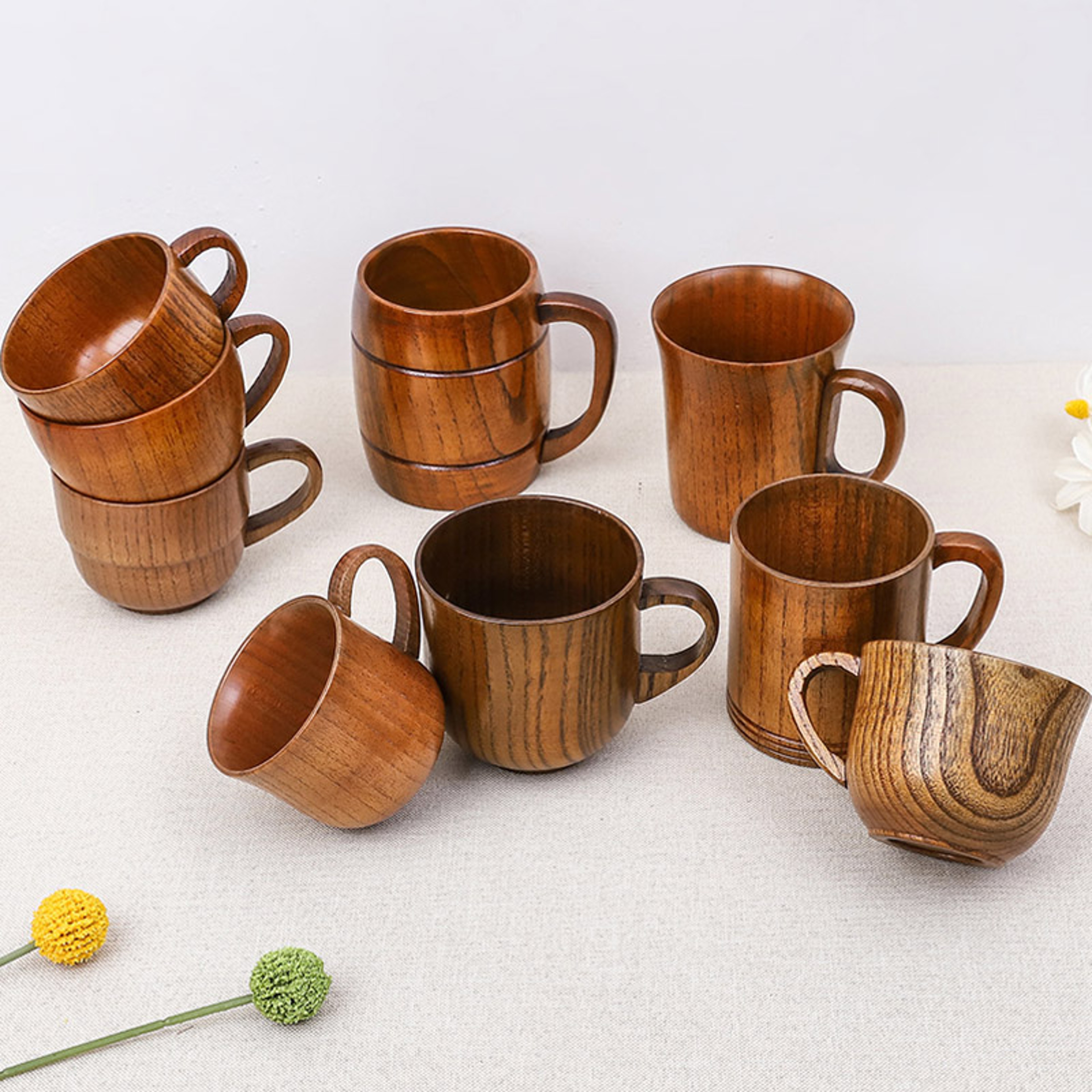 Wooden Cups Handmade Jujube Wood Handle Coffee Milk Tea Mug Natural Bar Drinkware 2