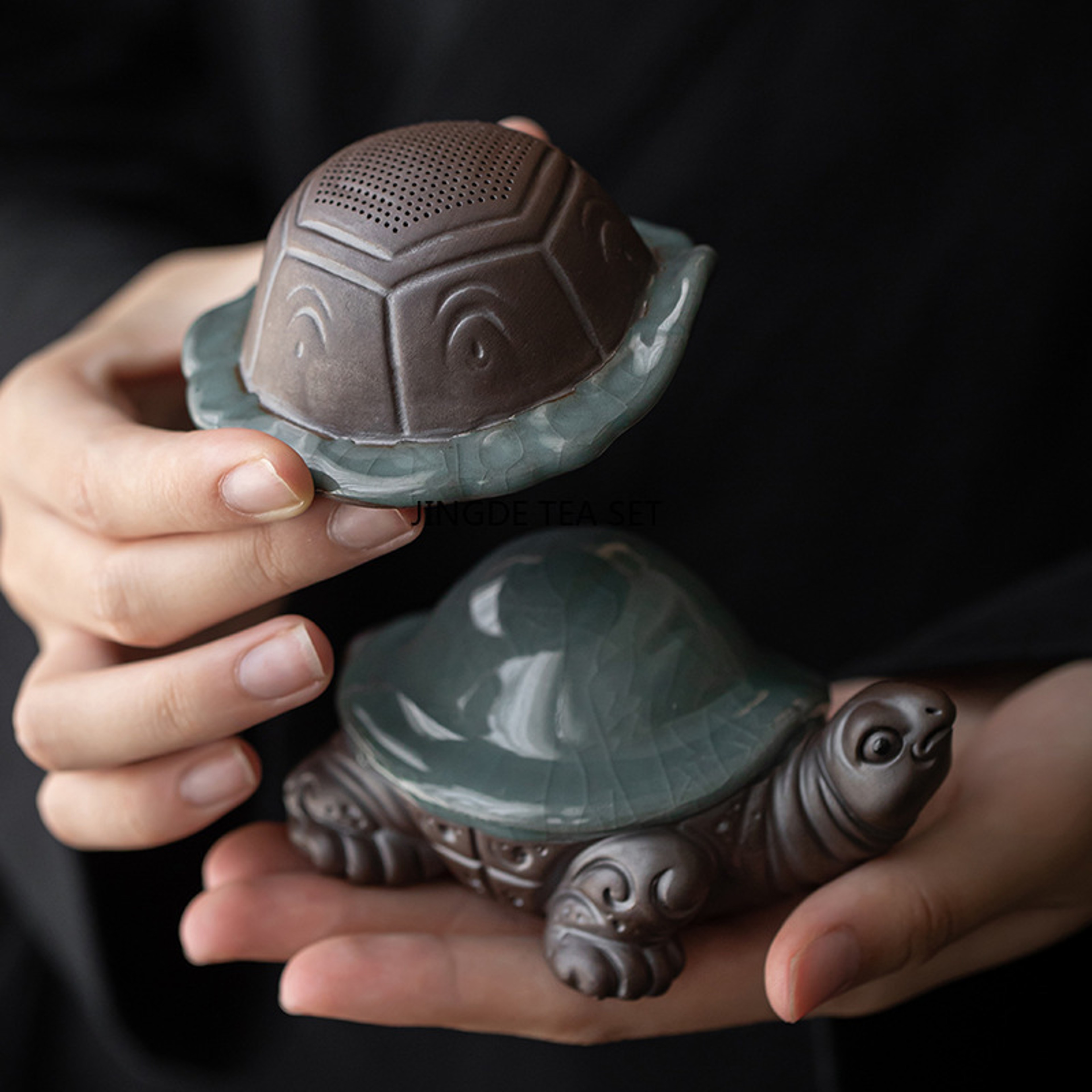 Cute Animal Statues, Ceramic Turtle Tea Set Filter, Chinese Kung Fu Tea Set for Decoration – view 3