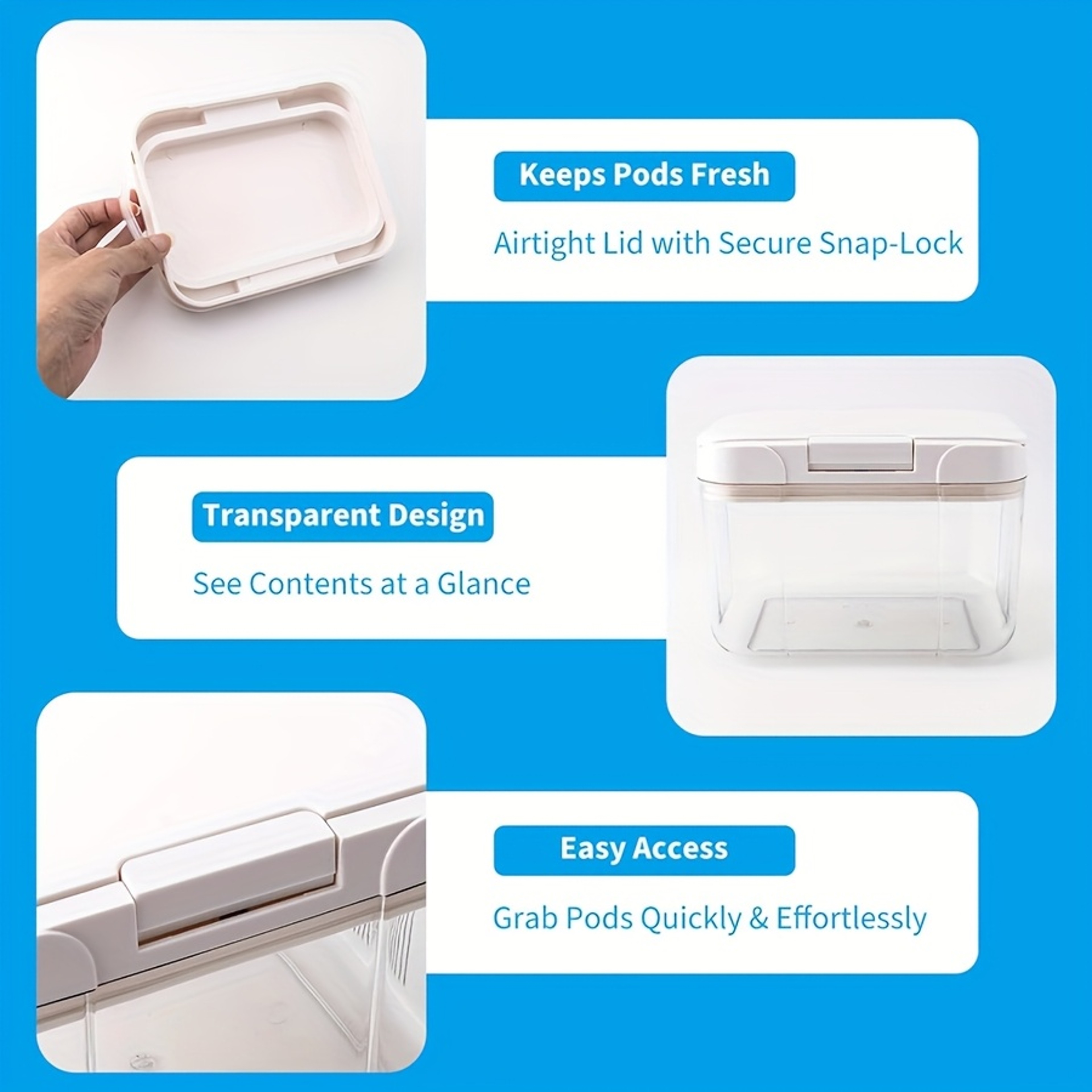 Pod Storage Container, Laundry Pod Holder Compatible with Tide, Powder Containers with Pop up Lid and Scoop Organizer – view 6