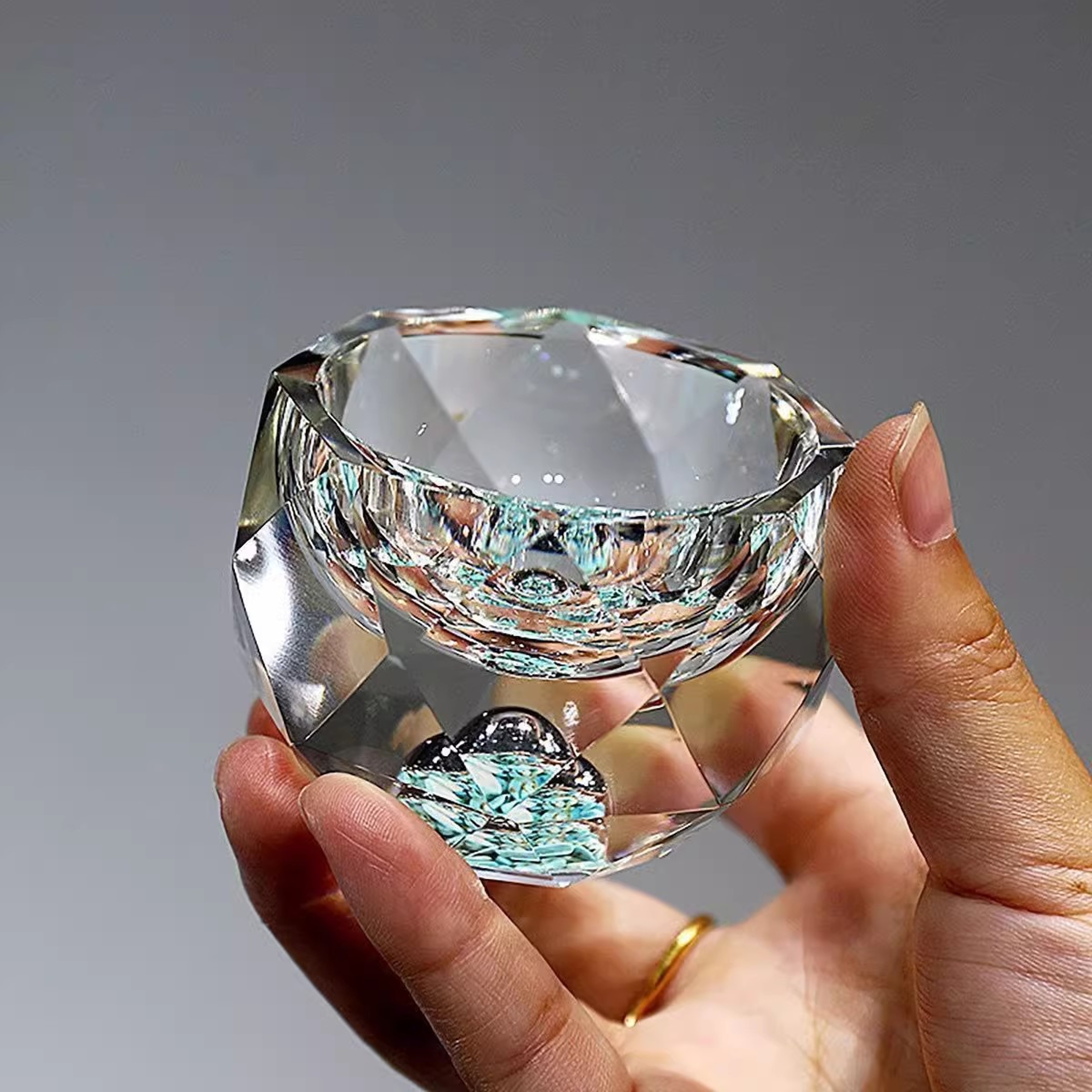 Double Bottom Glass Tea Cup Luxury Crystal Vodka Shot Glass Sake Teacup Bar Glass With Gold Foil 2