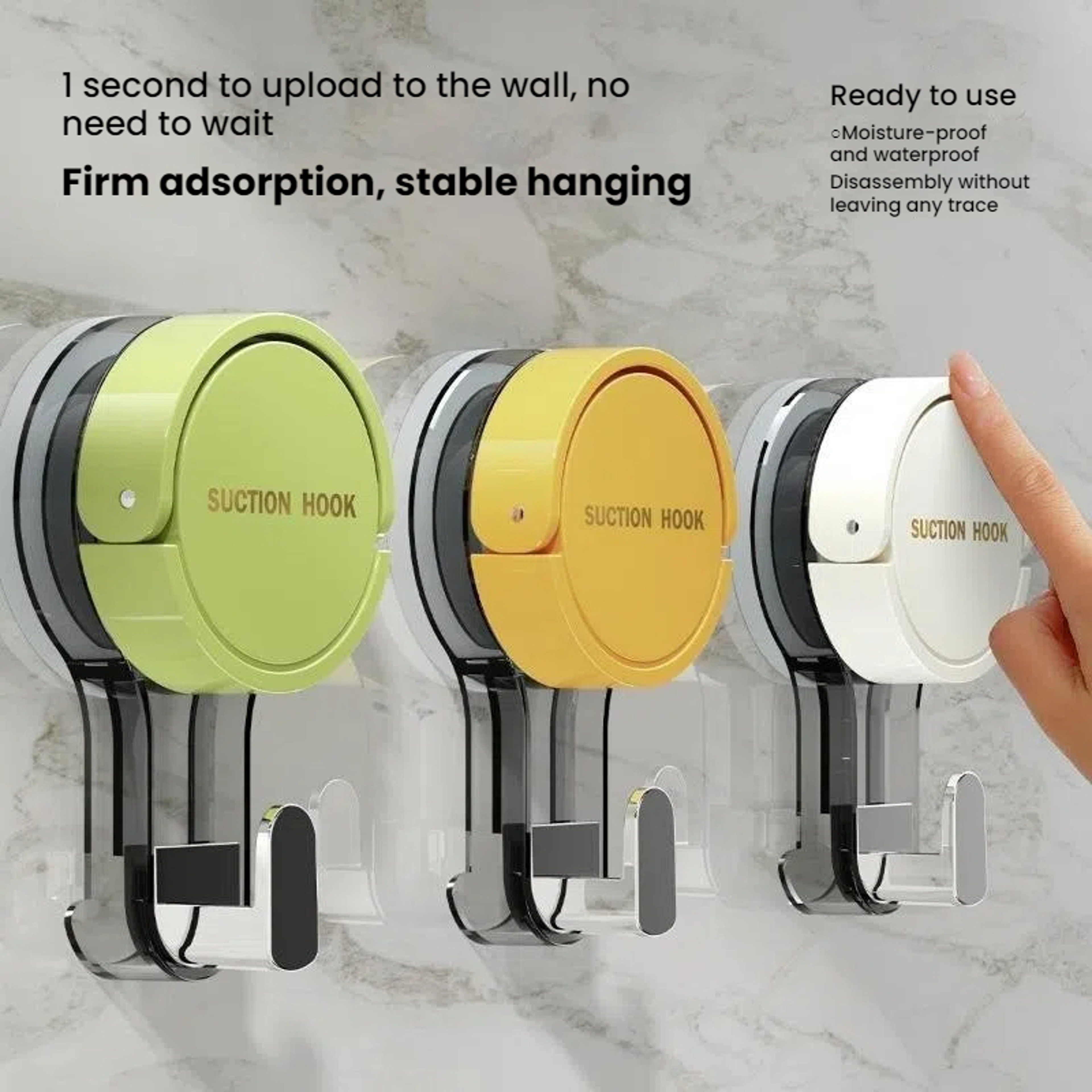 Strong Vacuum Power Suction Hooks, Traceless Adhesive No-Drilling Hooks for Bathroom, Kitchen, and Toilet Areas – view 1