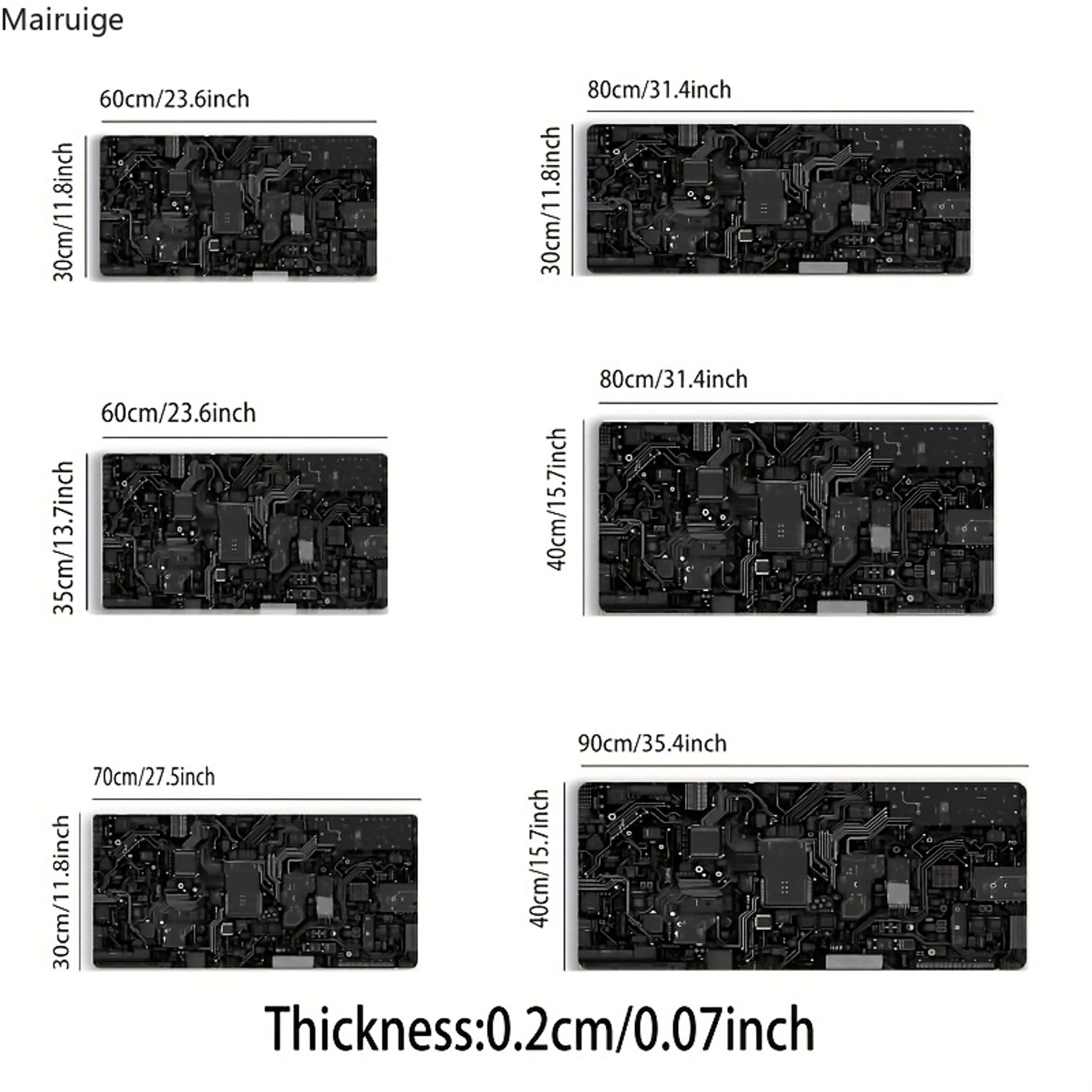 Rubber Anti-slip Gaming Keyboard Mousepads, Large Computer Office Table Mats, Black Circuit Board Pattern Mouse Pad – view 2
