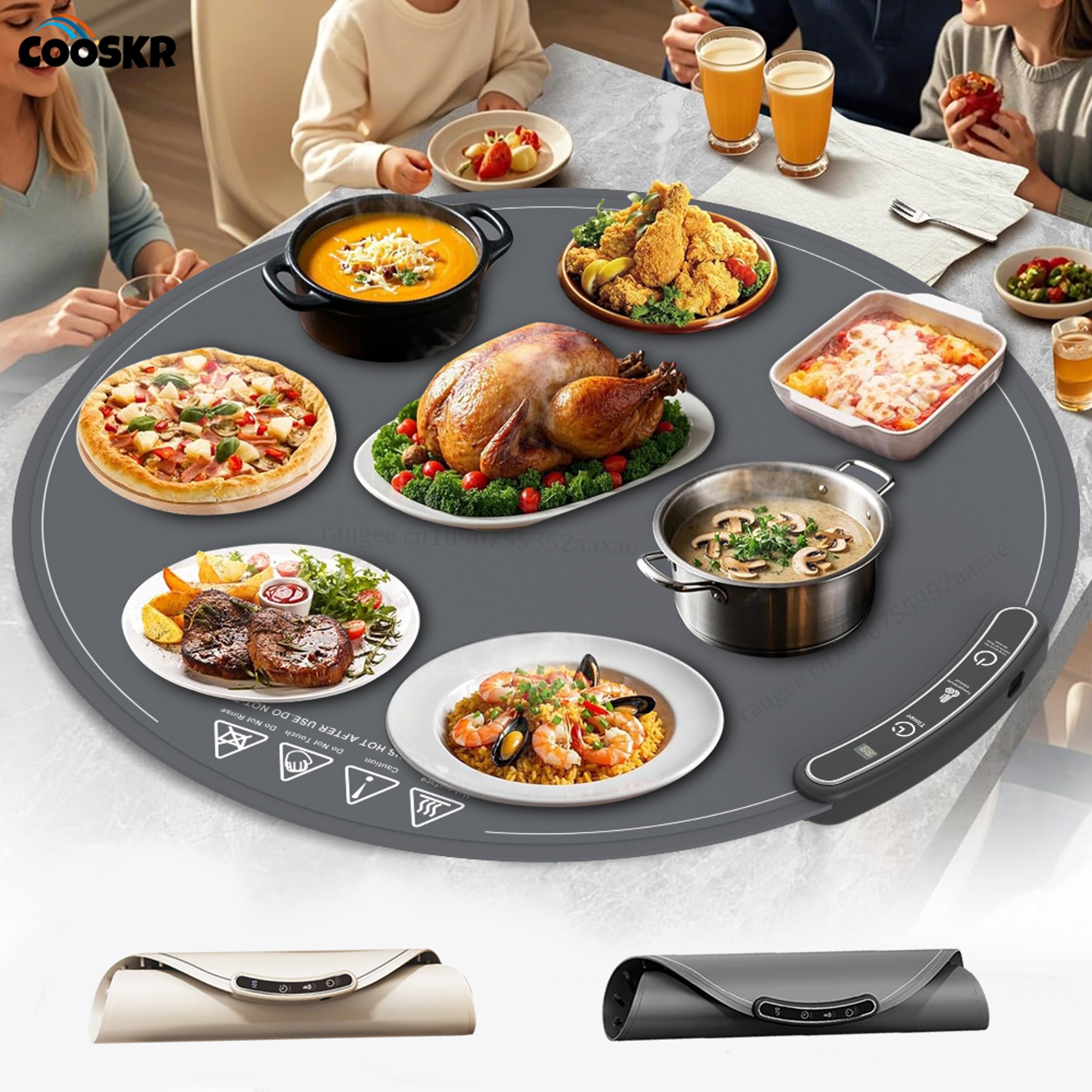 Portable Electric Food Warming Mat Silicone Round Tray With Fast Heating  Temperature Control 0
