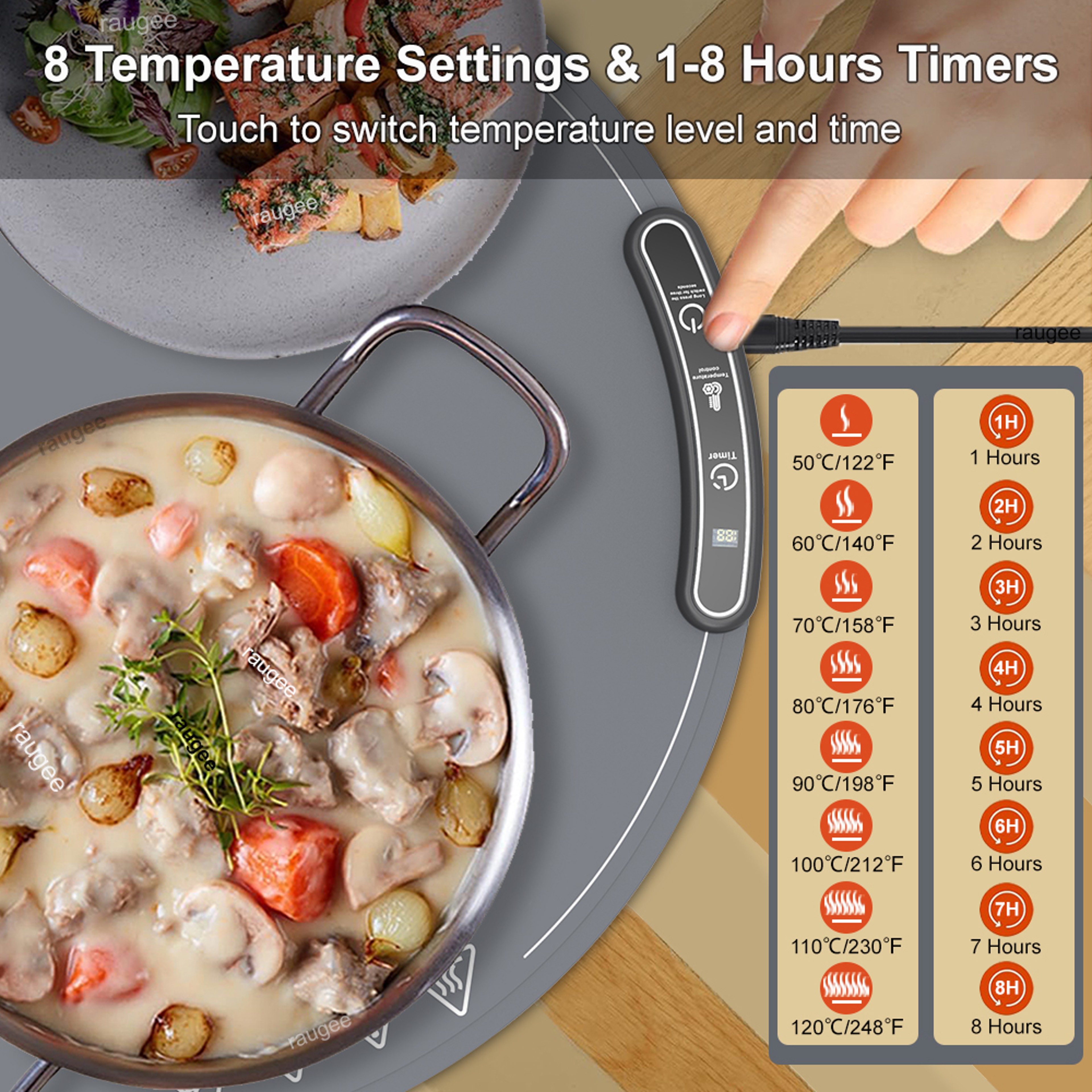 Portable Electric Food Warming Mat Silicone Round Tray With Fast Heating  Temperature Control 1
