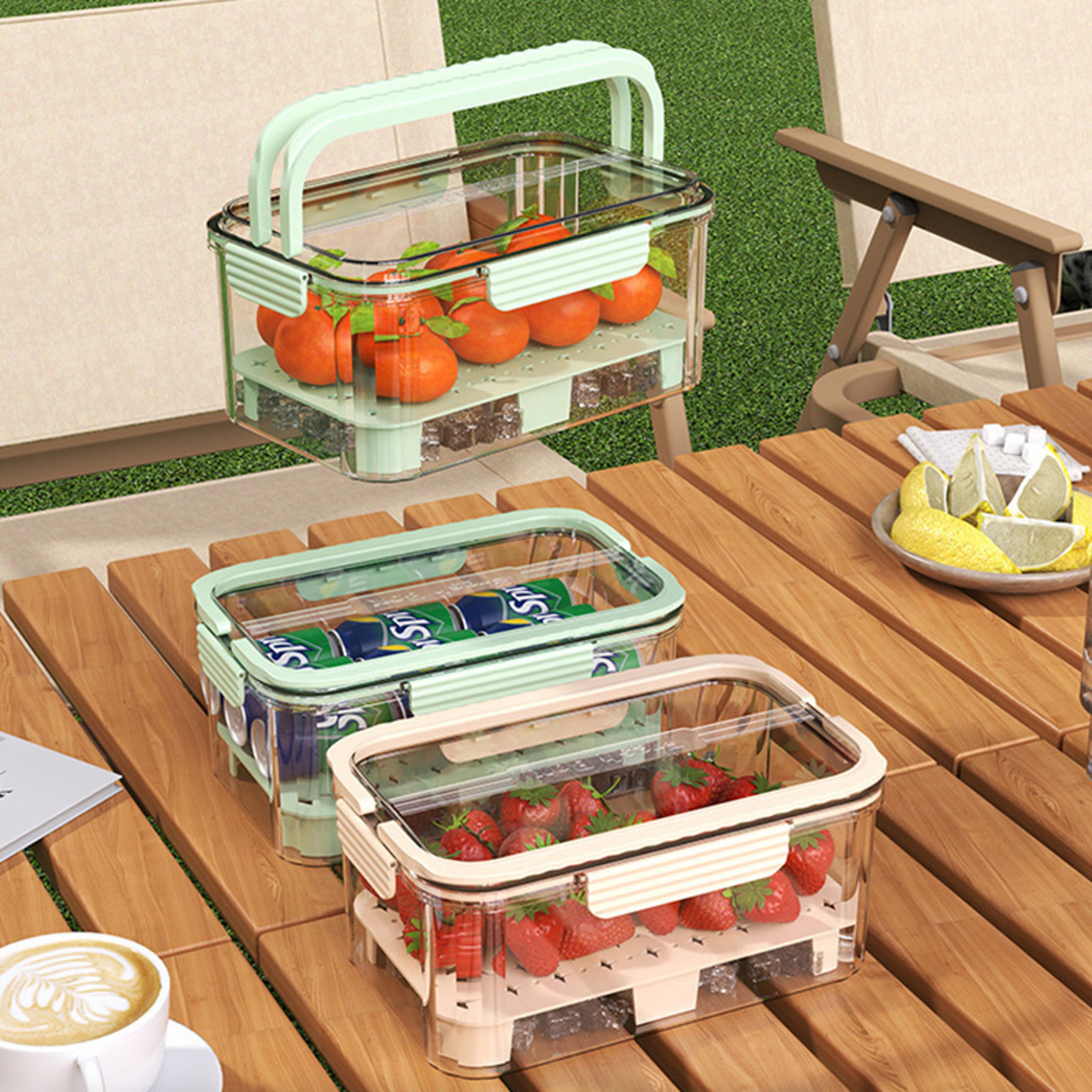 Sealed Storage Box For Fruit Portable Handheld Food Preservation Box Kitchen Organizer For Picnic C 0