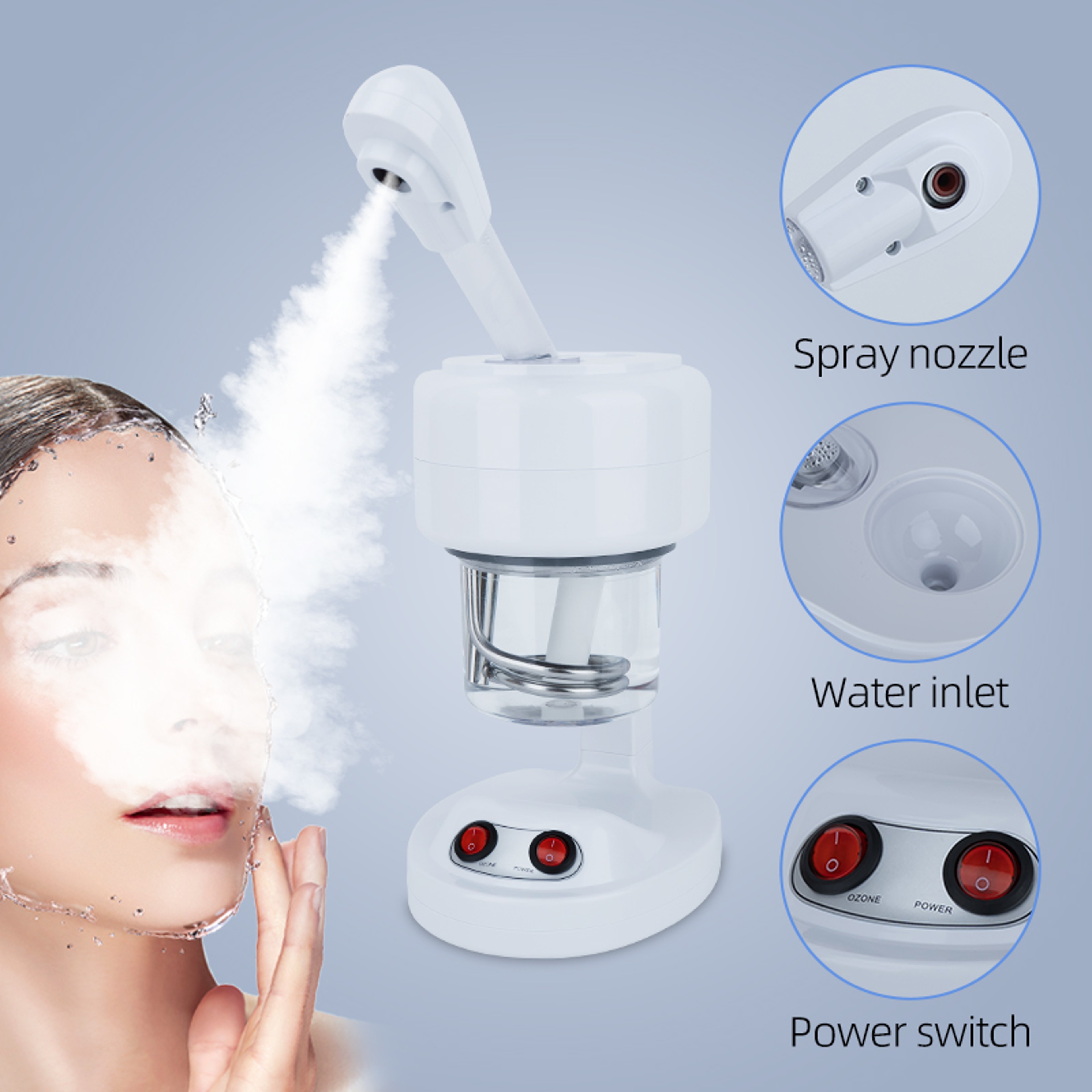 Ionic Facial Steamer for Home Use, Professional Steam Face Warm Mist Spray, Portable Facial Skin Care Steamer – view 4