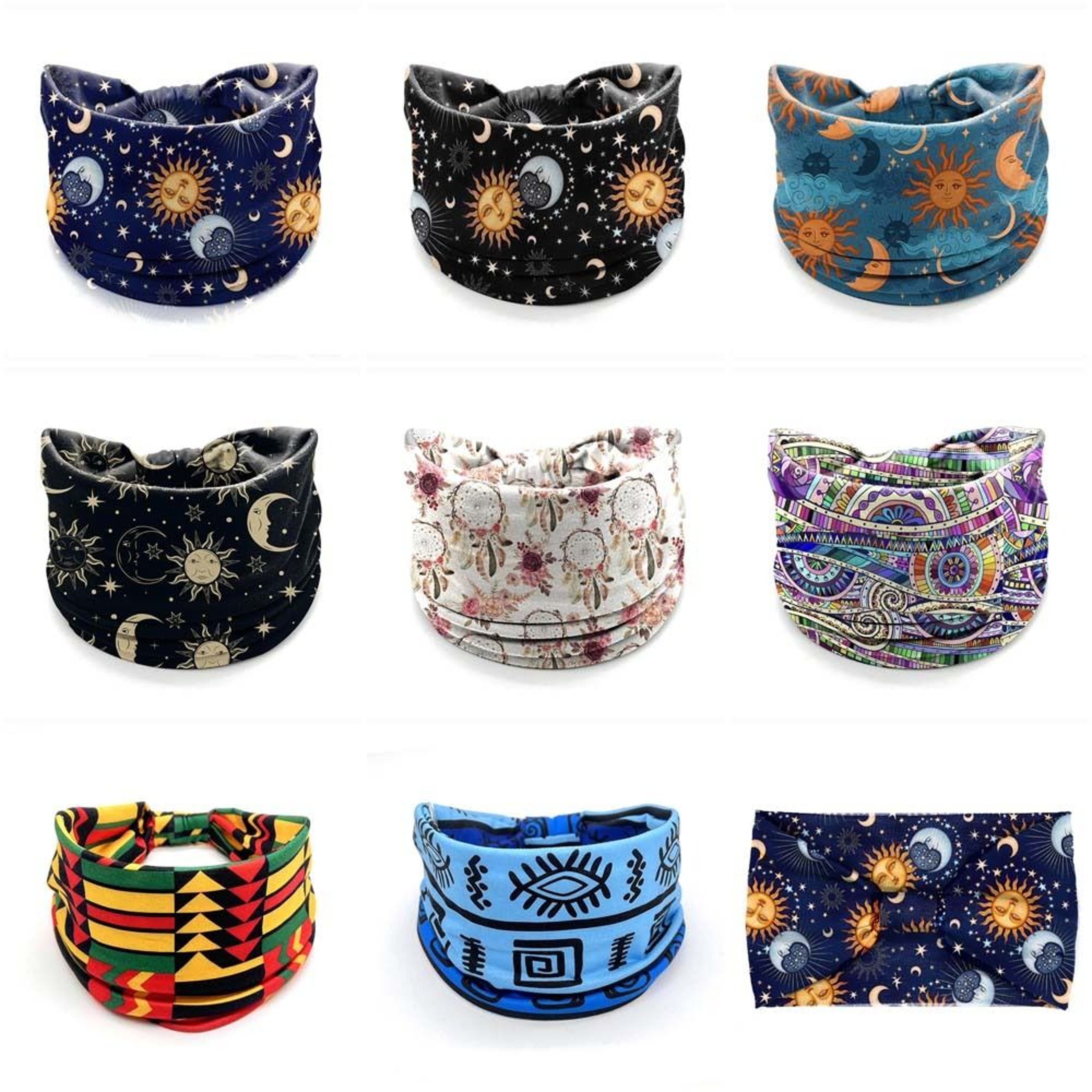 New Vintage Elastic Knot Turban Bohemia Print Wide Headbands Soft Headwrap For Women Girls Yoga Ban 4