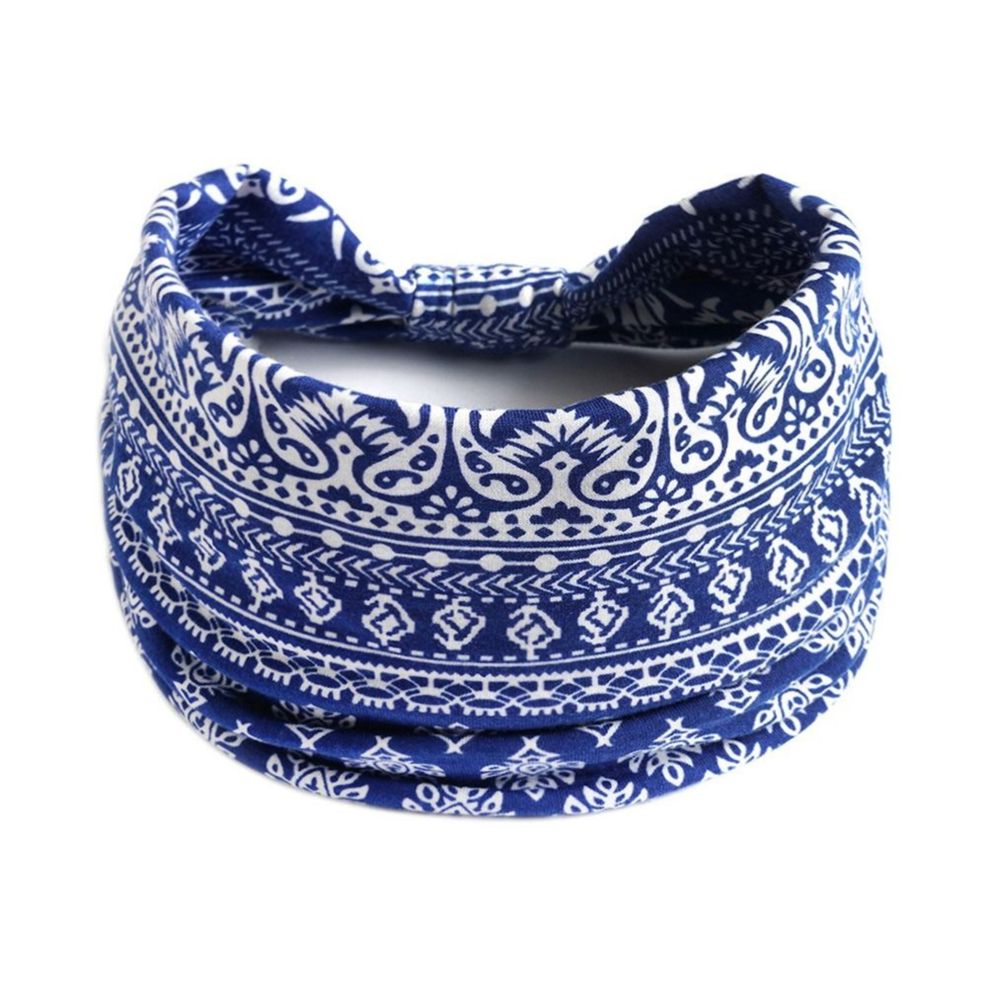 New Vintage Elastic Knot Turban Bohemia Print Wide Headbands Soft Headwrap For Women Girls Yoga Ban 19