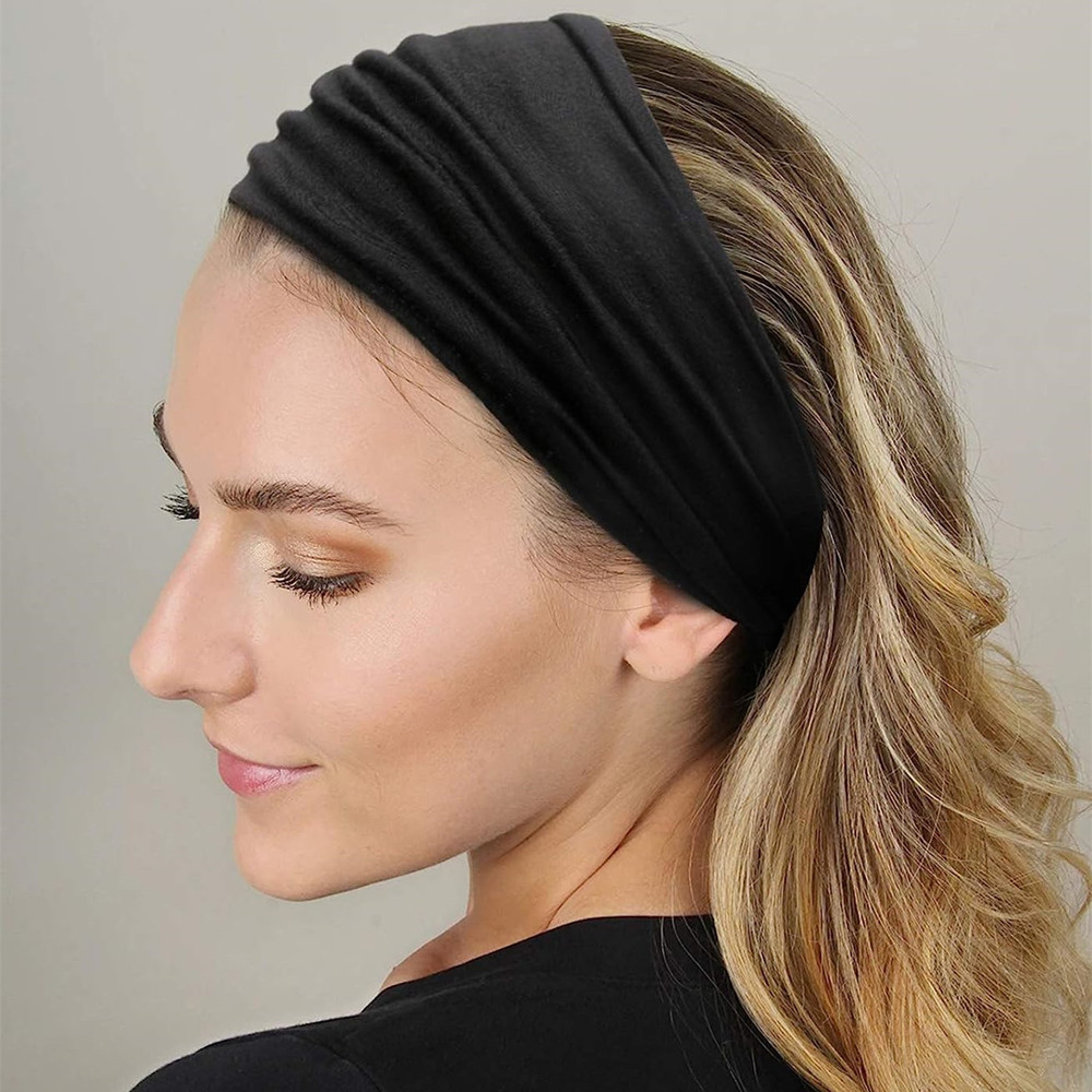 Stylish Wide Headbands For Women Cotton Boho Hair Wraps Yoga Sport Turban Non Slip Bandana Accessor 5