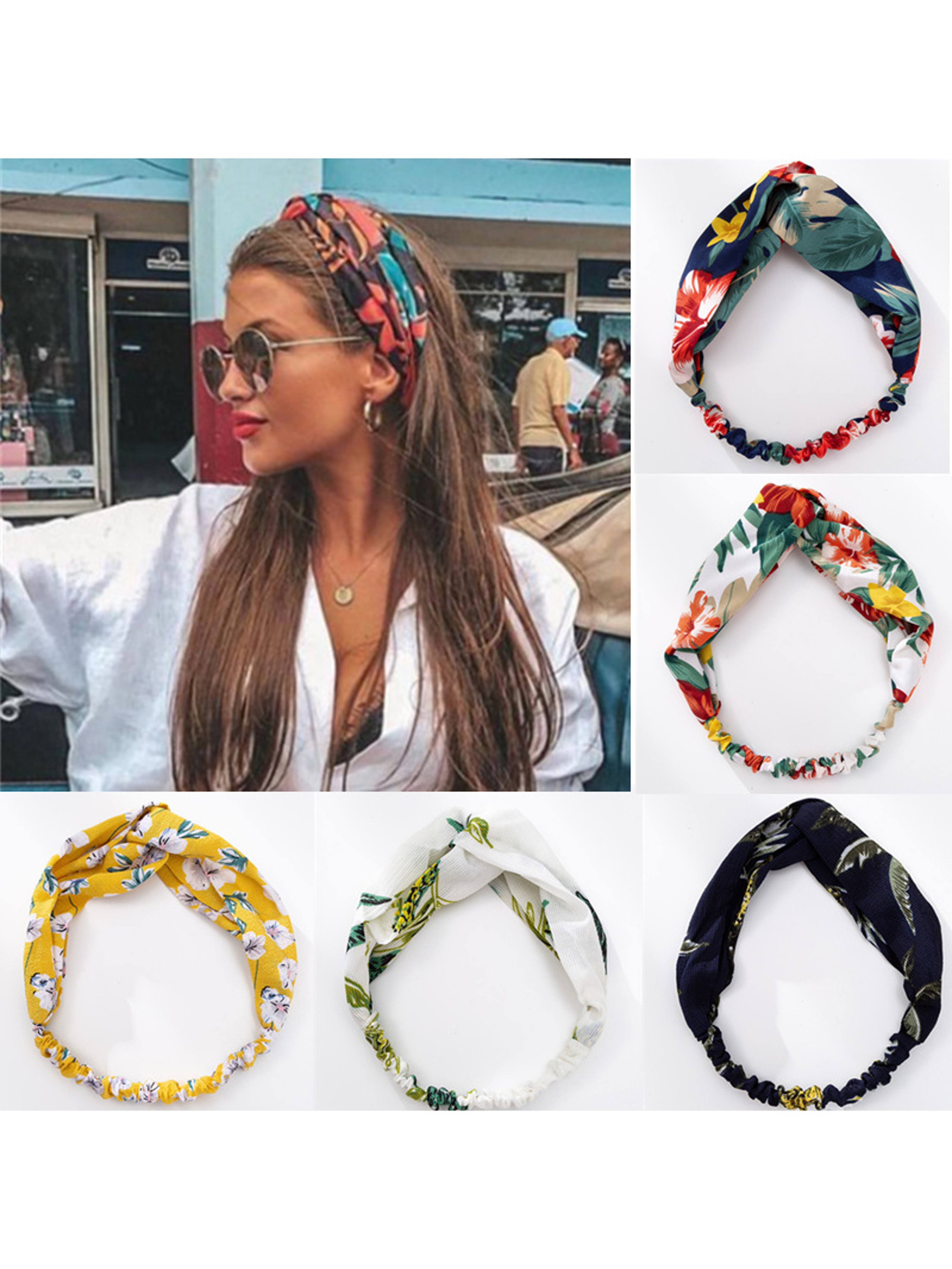 Bohemian Hair Bands For Women Girls Print Headbands Retro Cross Turban Bandanas Headwrap 0
