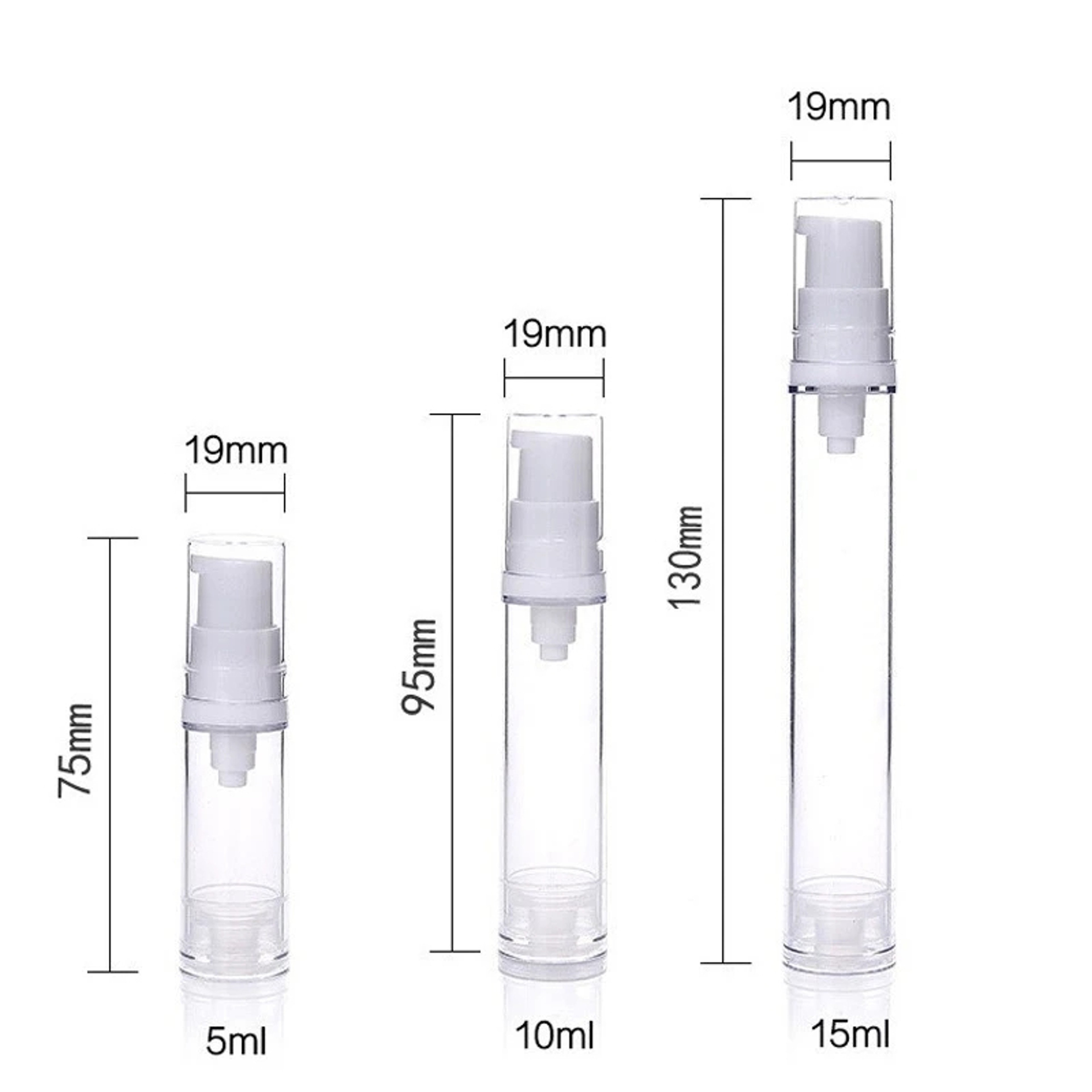 Airless Pump Press Containers, Empty Plastic Vacuum Lotion Bottles for Cosmetics Skincare Travel Dispenser – view 6