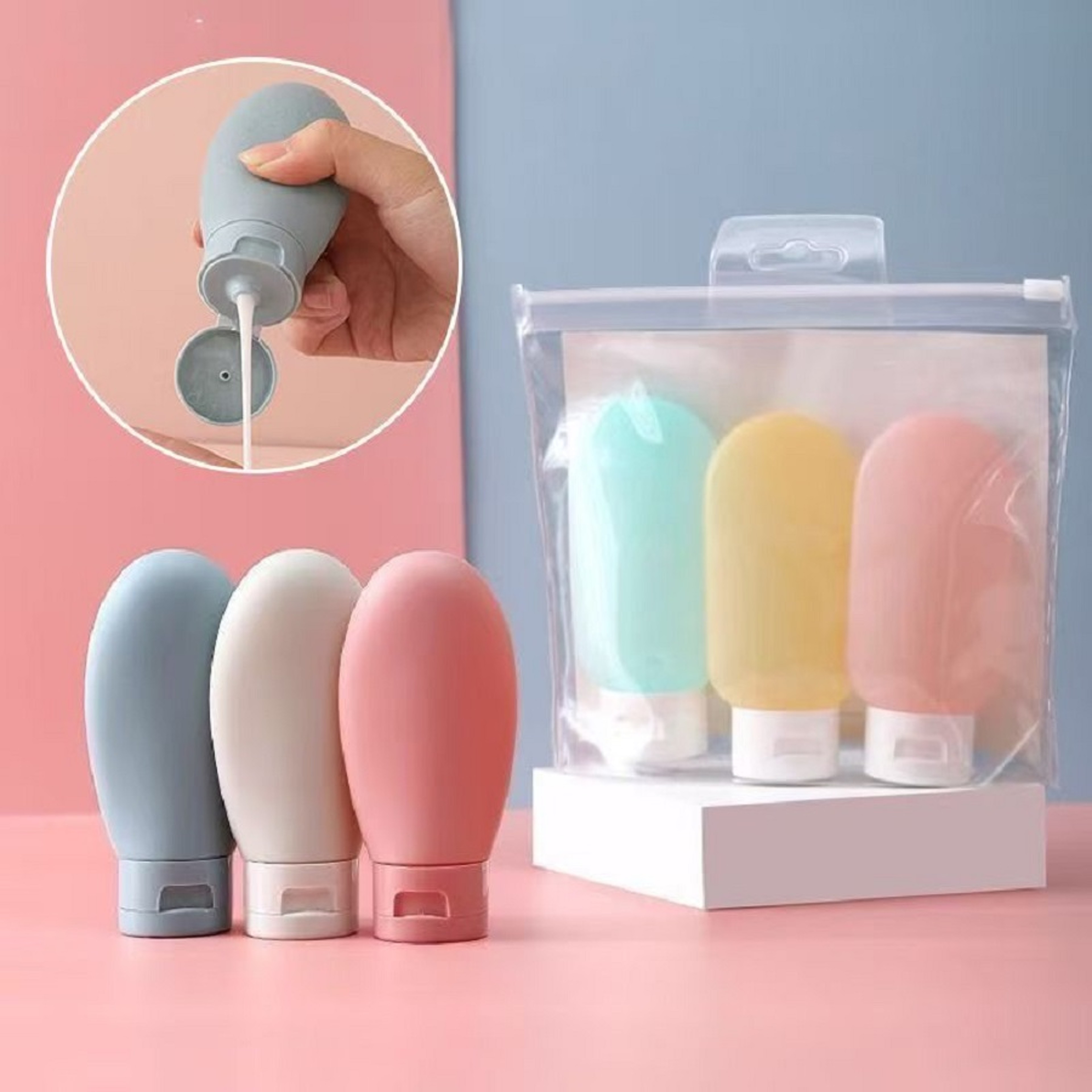 Portable Travel Essentials Silicone Lotion Squeeze Tube, Empty Shampoo Bottle for On-the-Go – view 1
