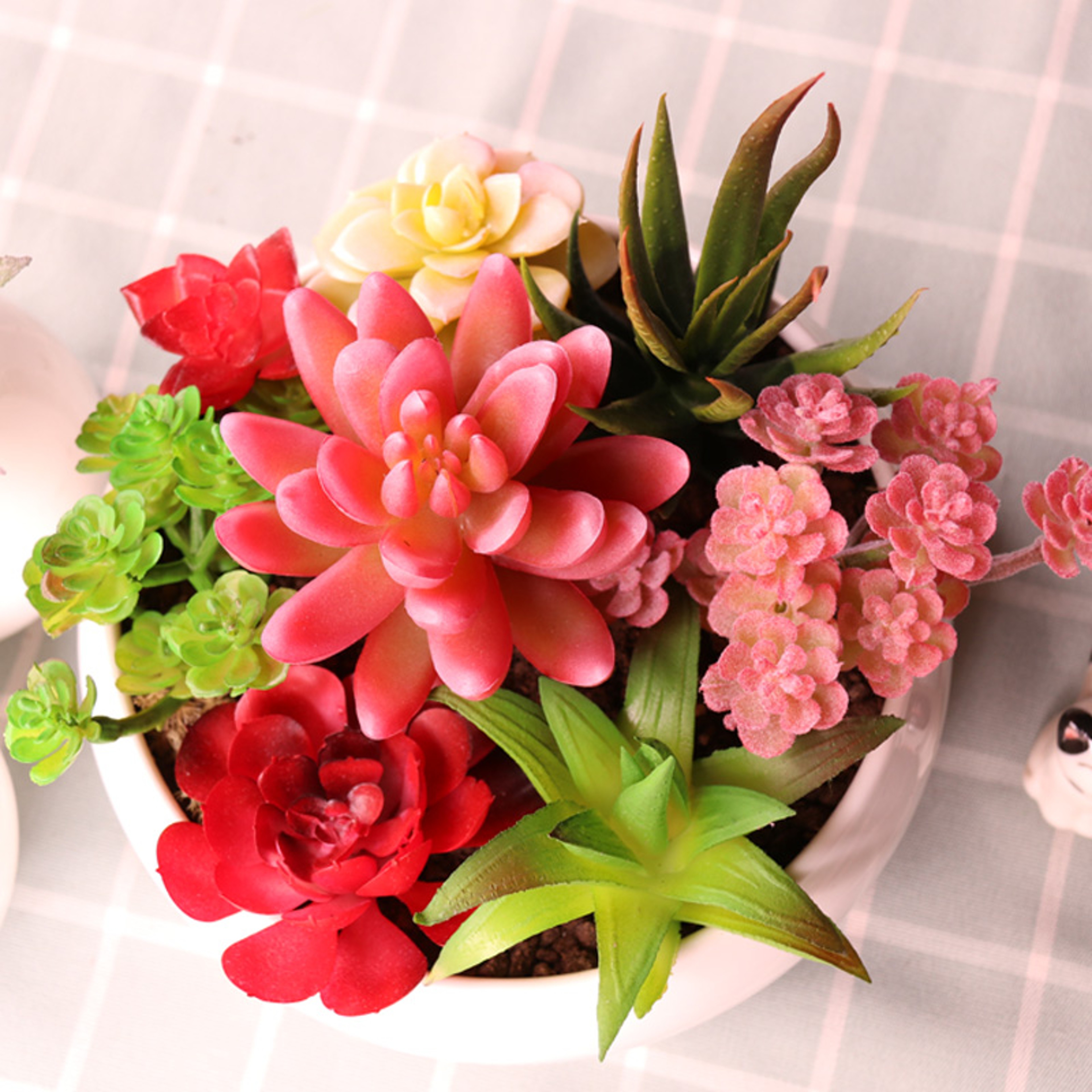 Plants Mini Artificial Succulent Plants For Home Garden Green Plastic Plants Ornament Decoration 4