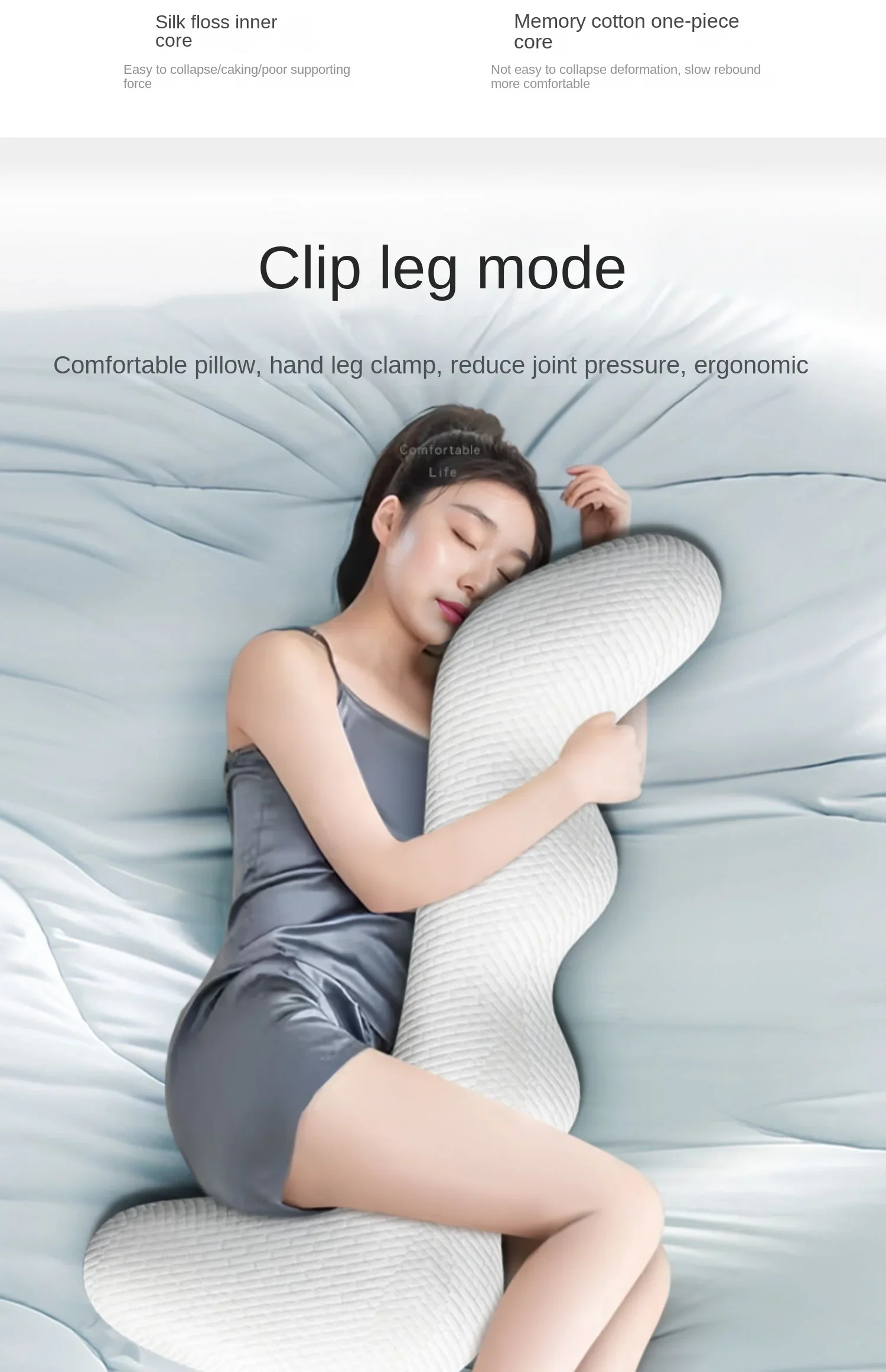 Side Sleeping Large Memory Foam Pillow Removable Washable Knitted Cushion For Neck Support With Cla 1