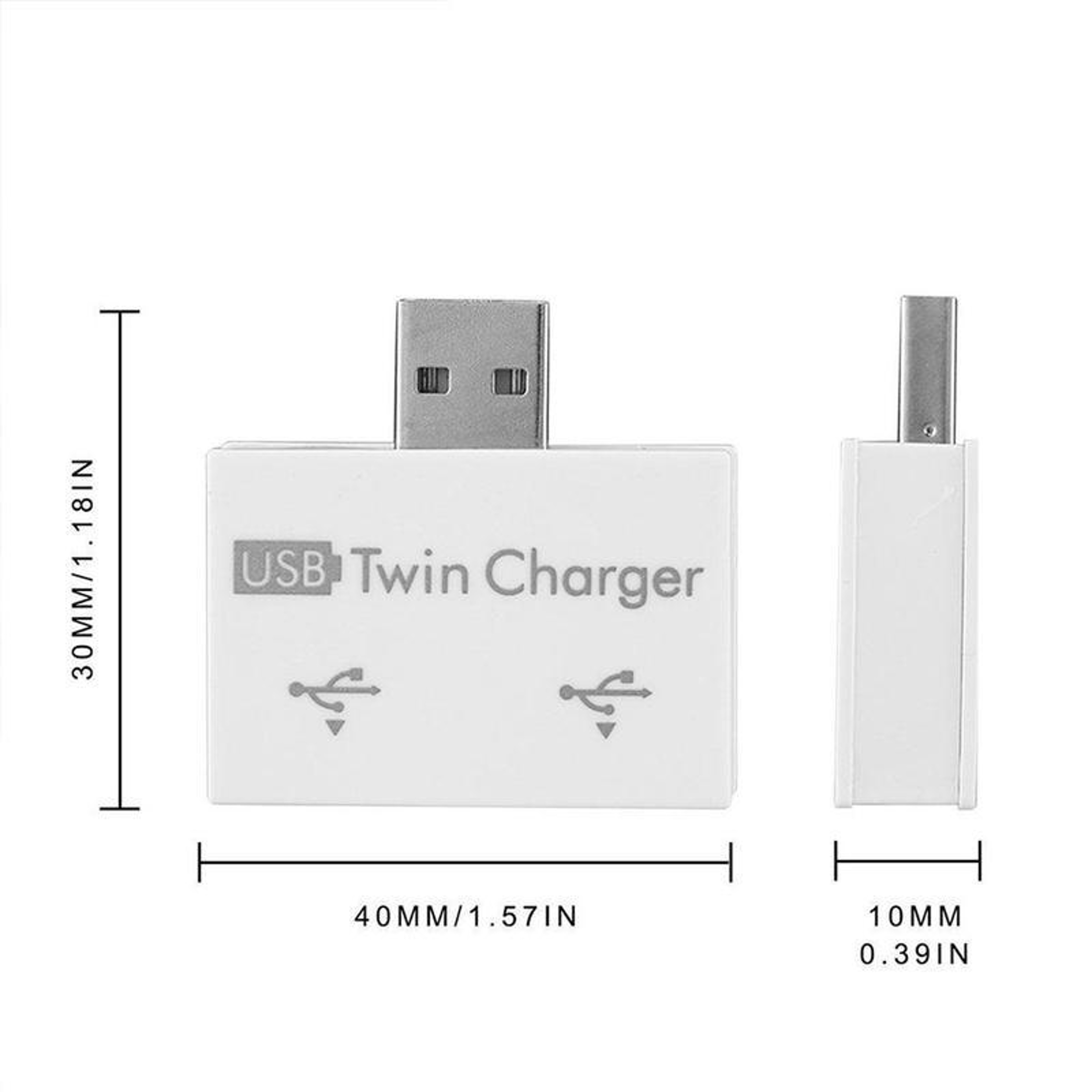 Charging Data Interface Splitter, OTG Head Hub Adapter, Dual Port USB Current Extender – view 2