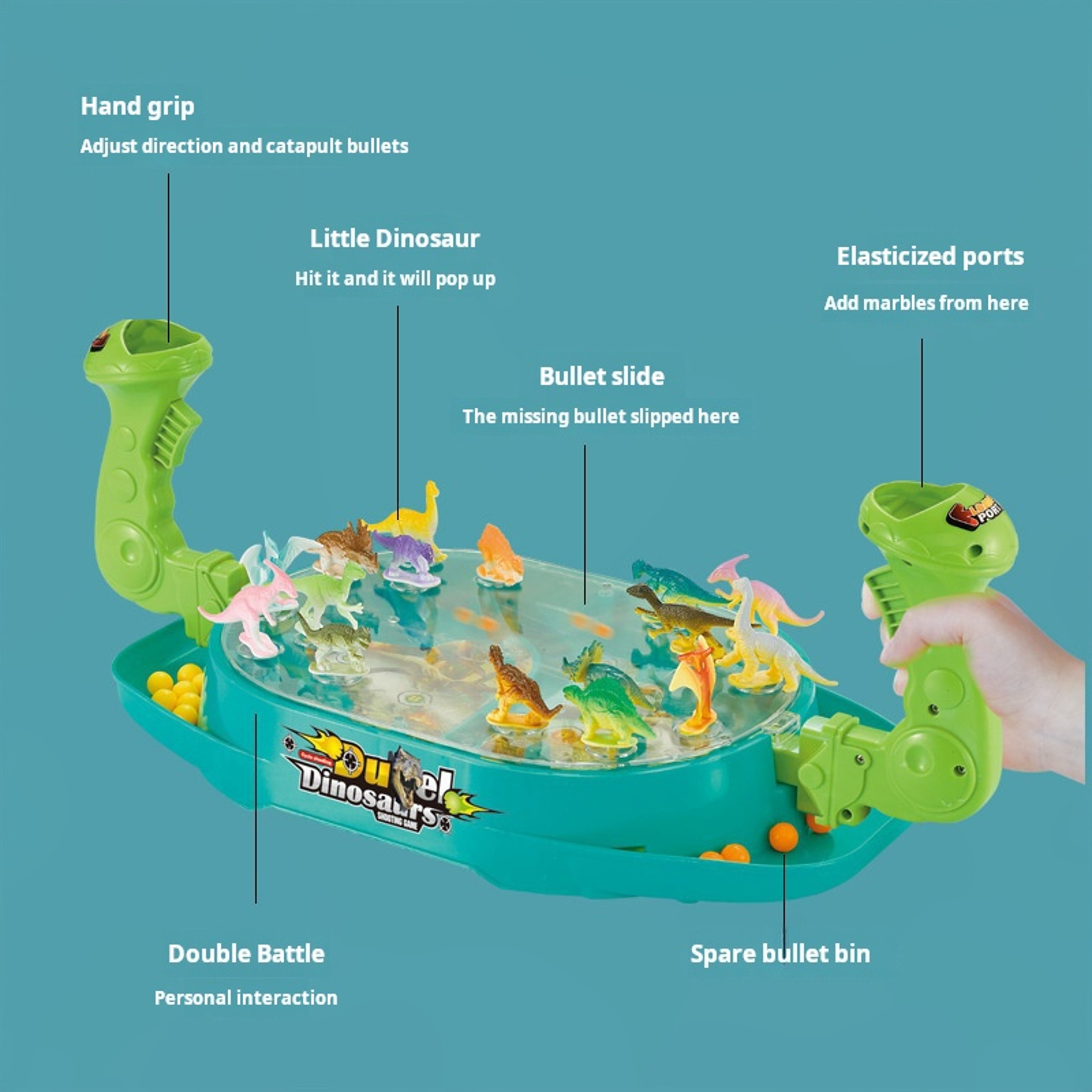 Pinball Catapult Toy, Children's Two-Player Battle Dinosaur Board Game, Parent-Child Educational Interactive Toy – view 3