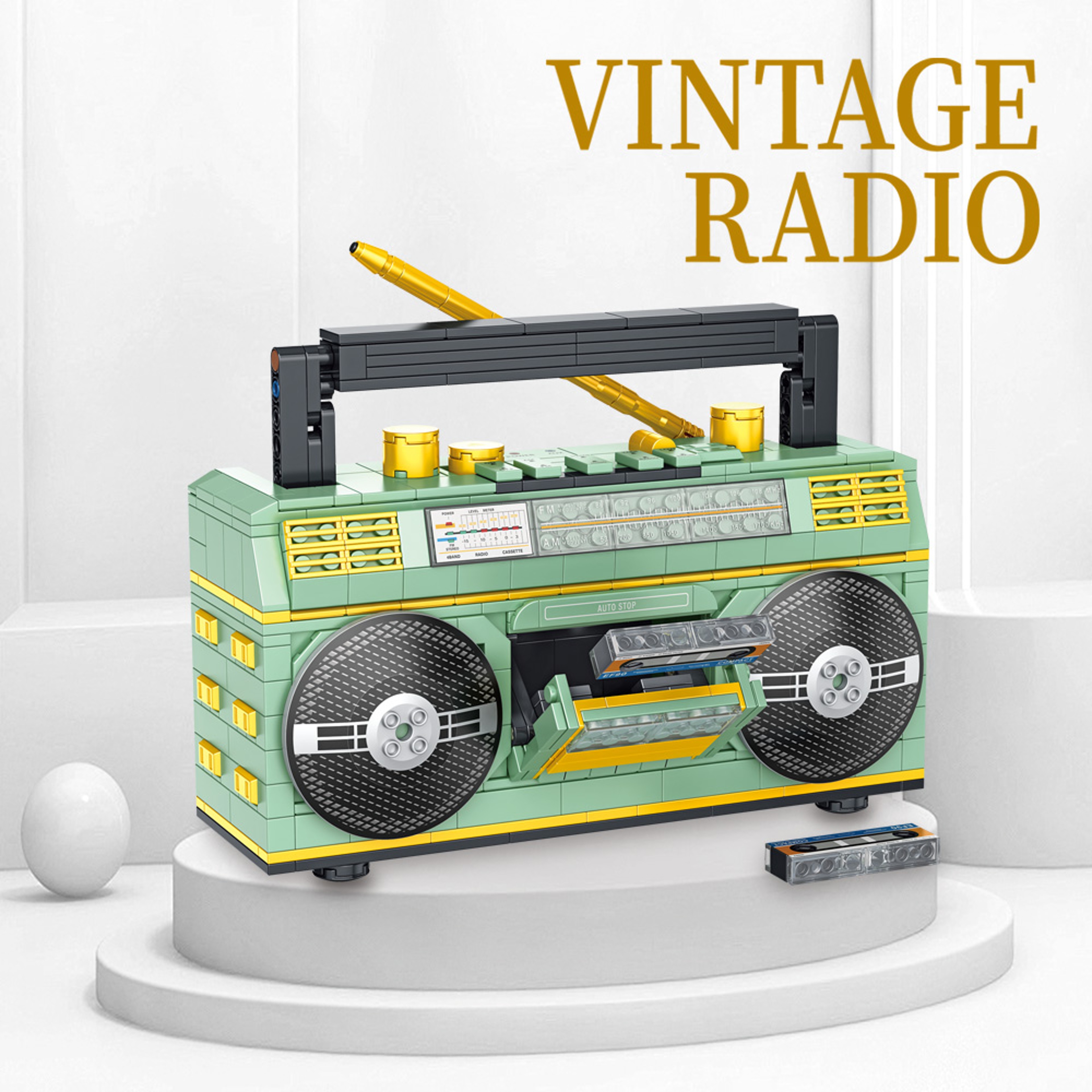 Vintage Music Player Display Kit, Creative Gift Toys for Adults, Classic Series Building Blocks Set – view 2