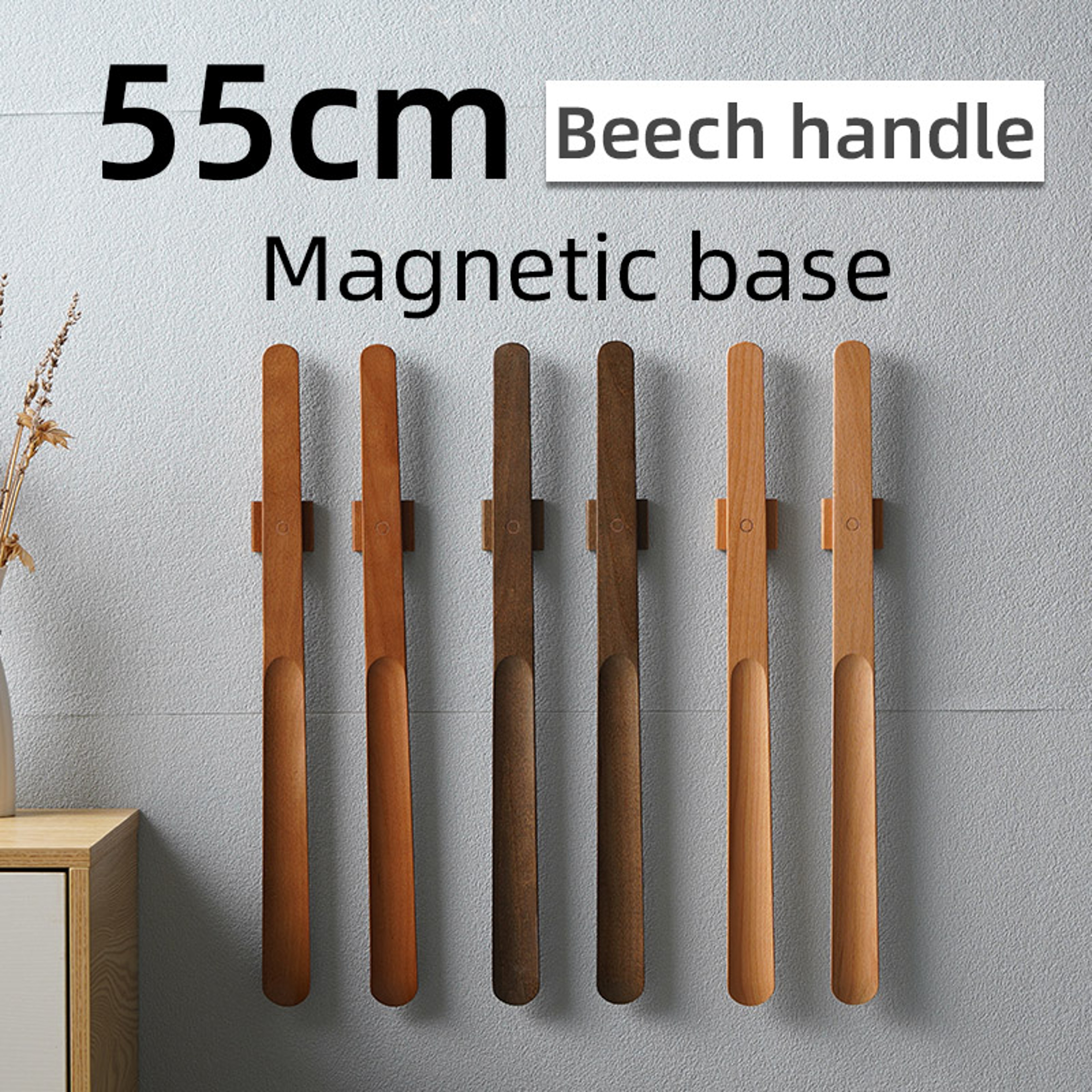 Magnetic Shoehorn Long Wooden Handle Customizable Shoe Spoon Horn For Easier Wear 3
