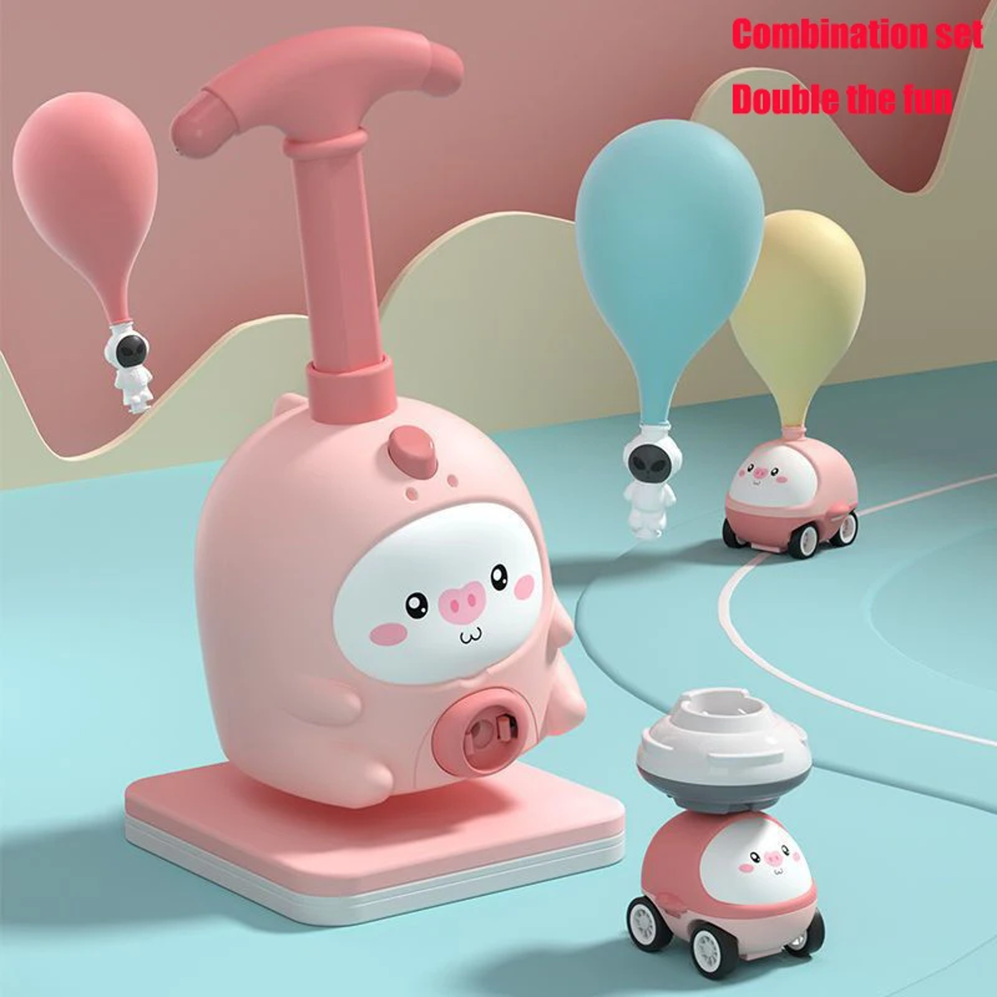 Educational Inertial Air Power Balloon Car Tower Kids Rocket Balloon Launcher Toys For Children 3
