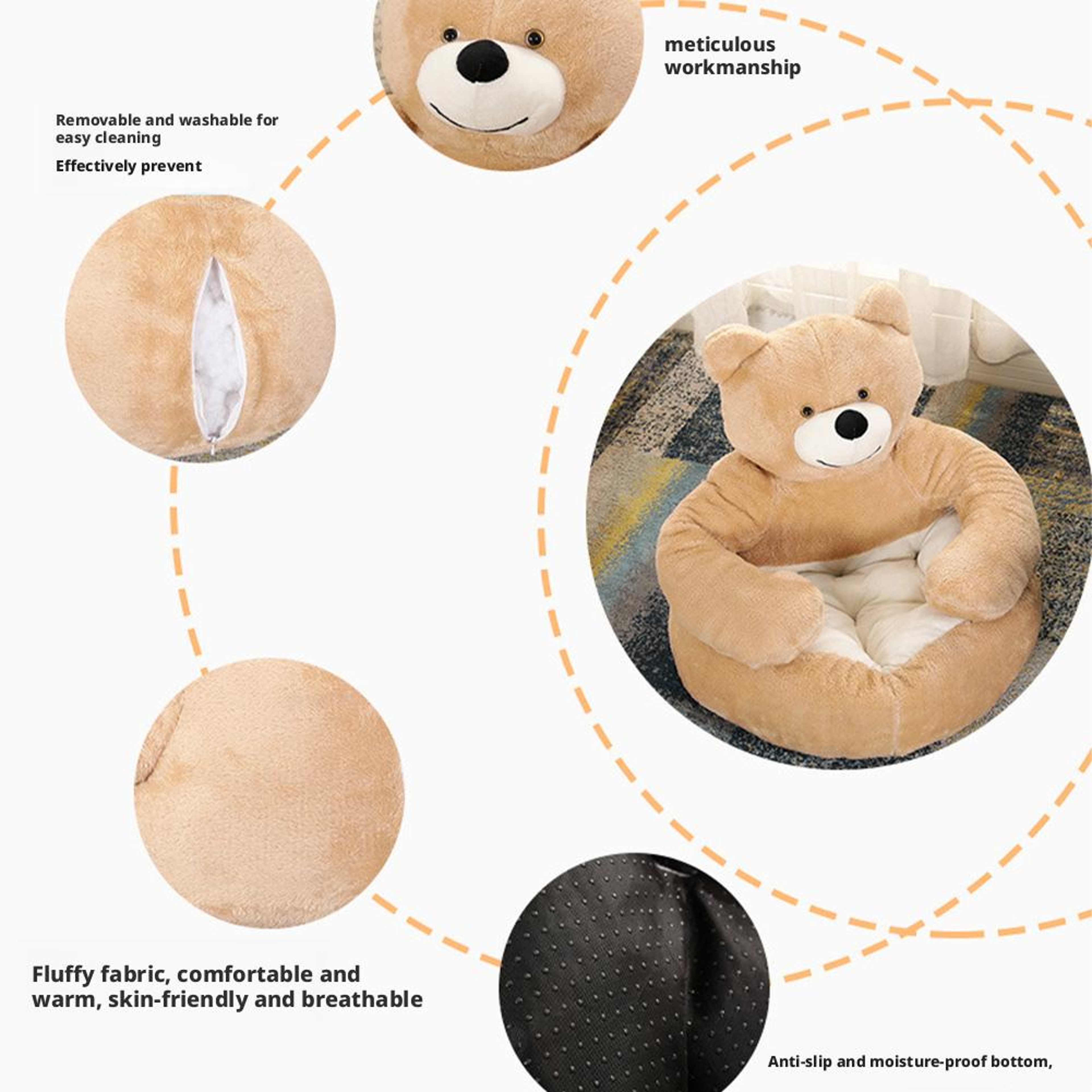 Creative Bear Design Pet Sleeping Mat, Removable Dog Pad for Winter, Cozy Dog Bed – view 4