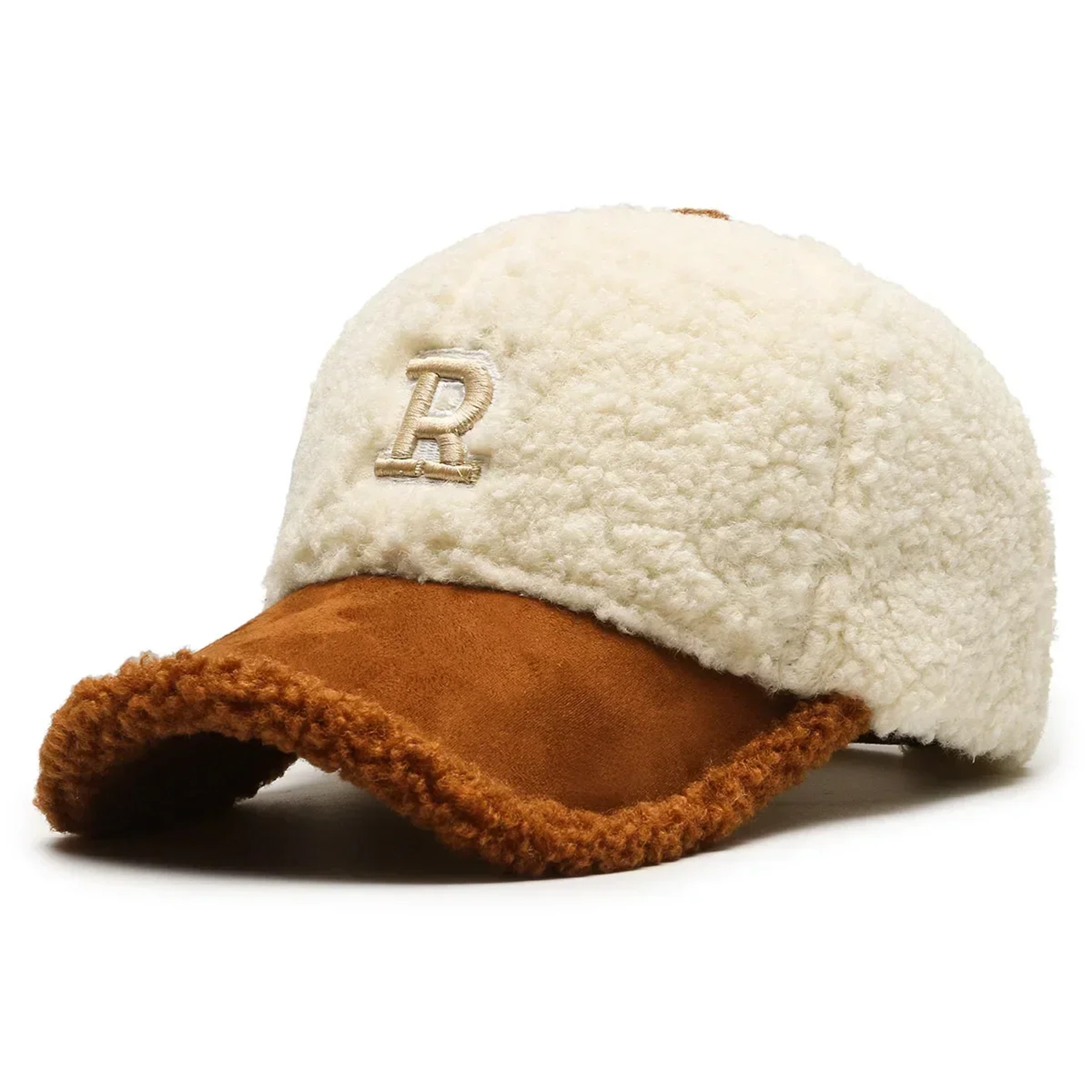 White Brown Lambswool Baseball Cap Big Letter Embroidery Men Winter Hats Warm Plush Trucker Hats Fo 8