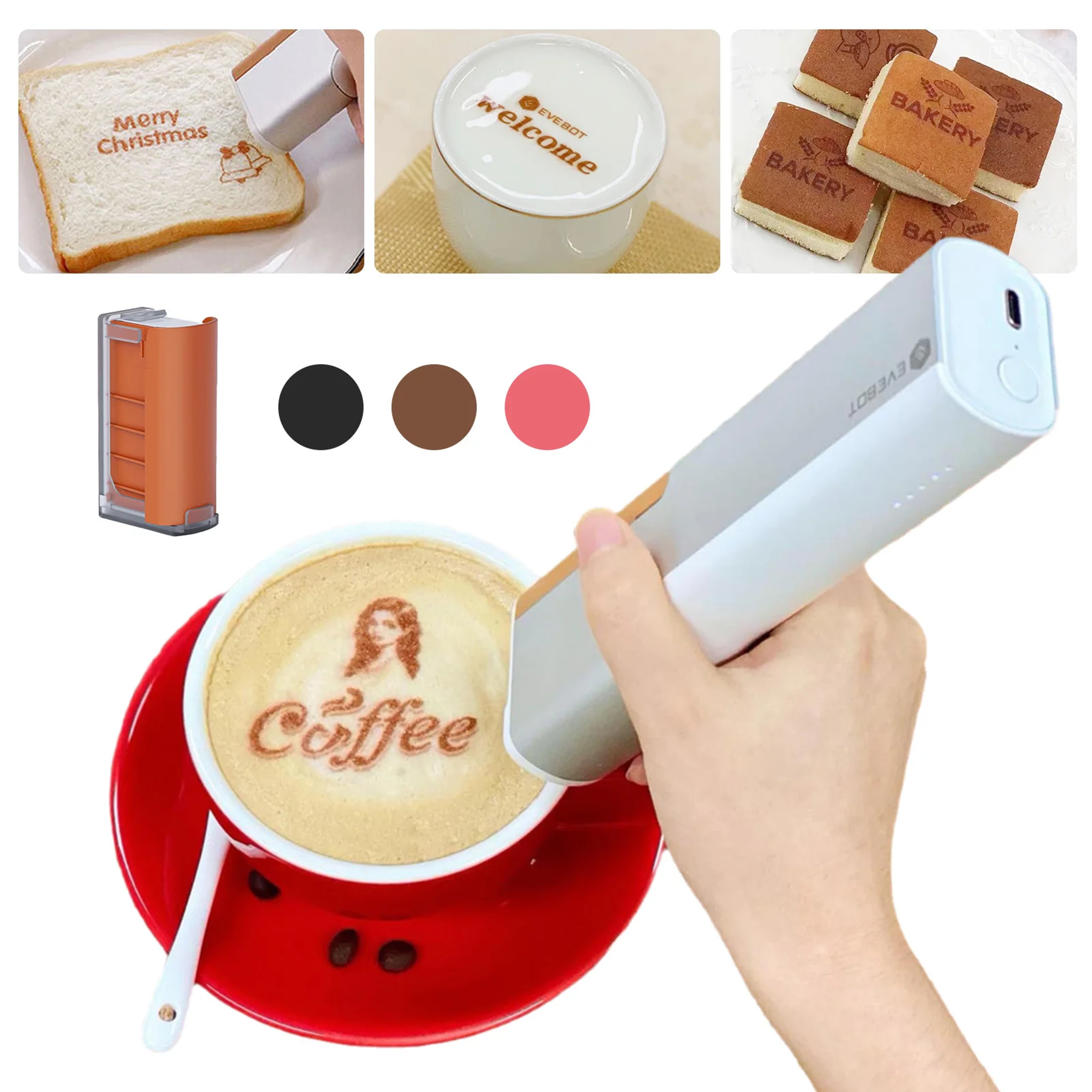 Mini Coffee Latte Art Inkjet Printpen Handheld Food Printer Portable DIY Patterns Design BT Wireles 0