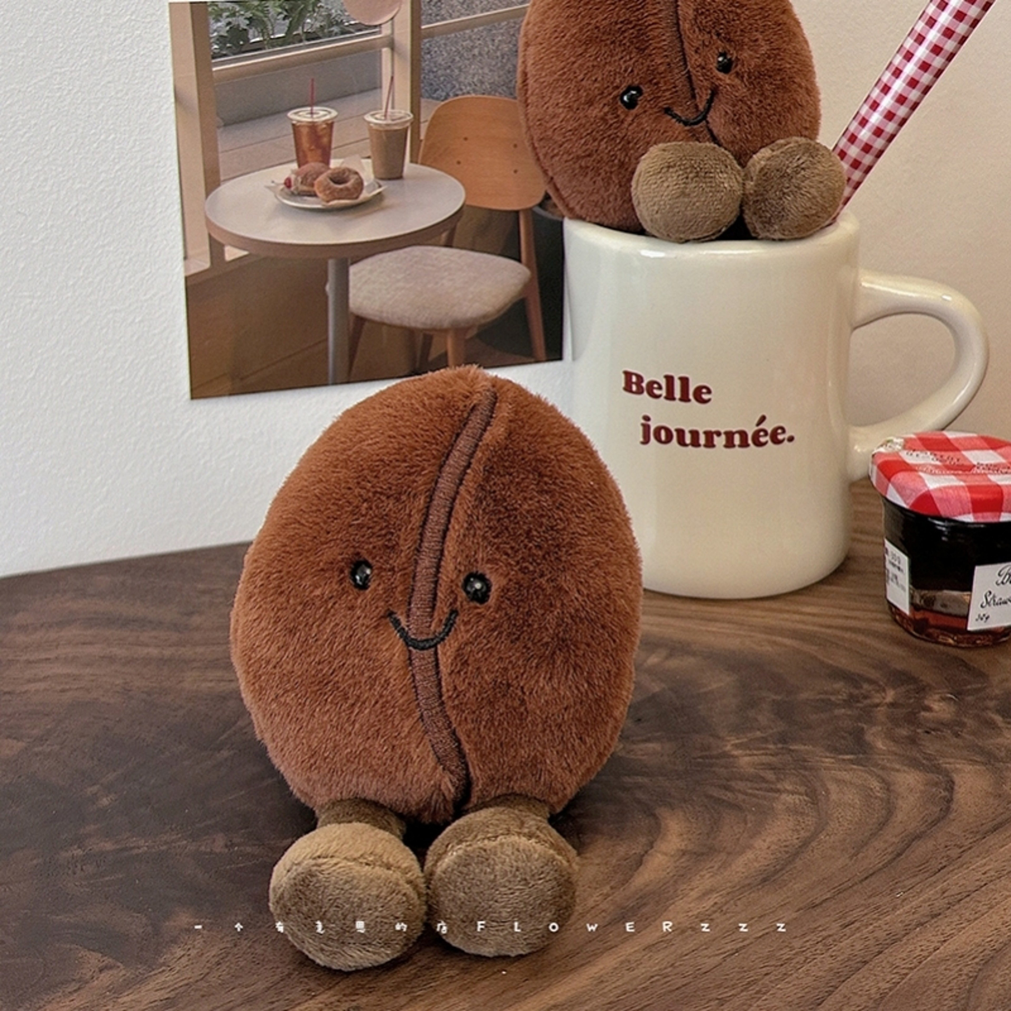 Smiling Coffee Bean Stuffed Plush Doll Key Chain Soft Food Xmas Gifts for Girls – view 2