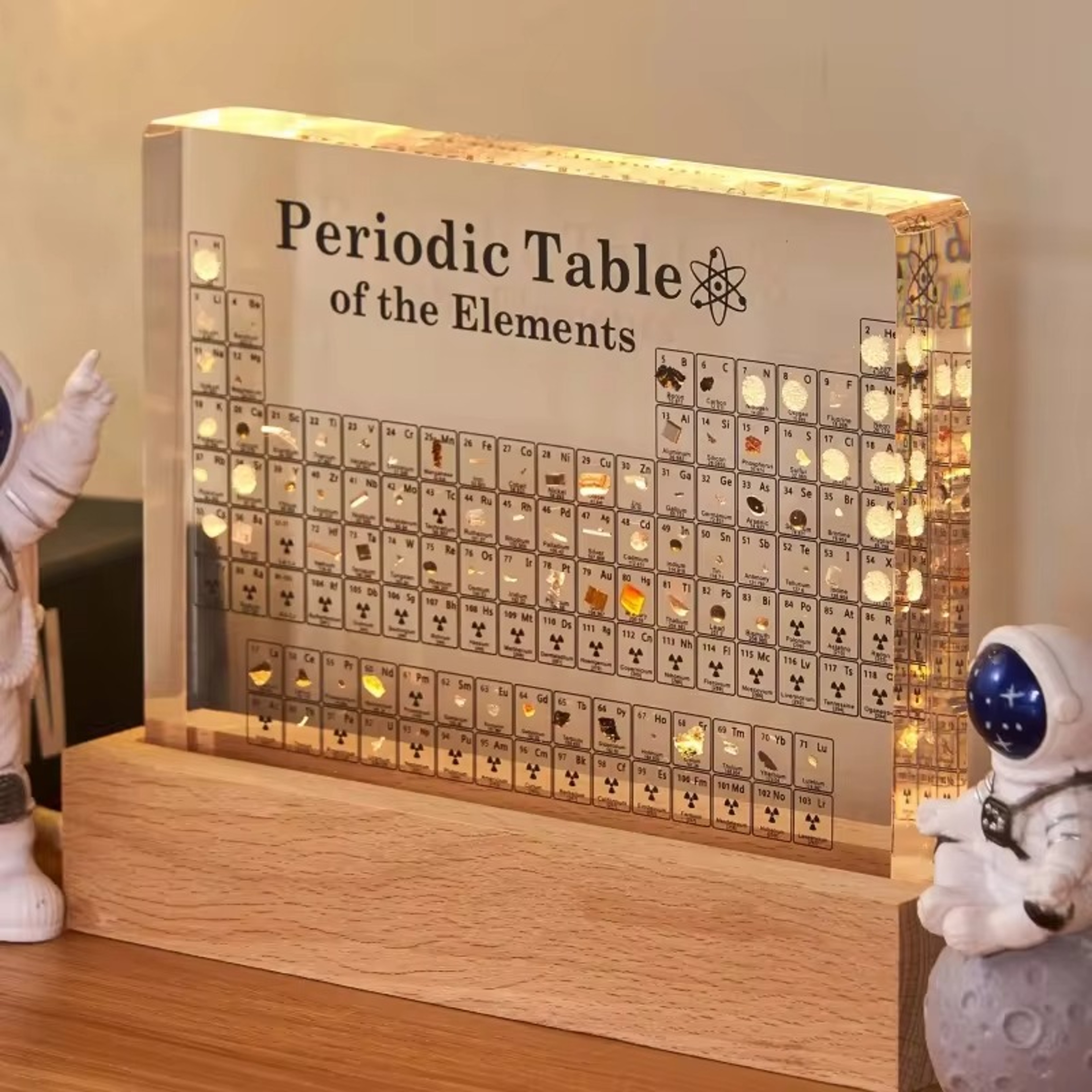 Mendeleev Periodic Table Figurine Display, Acrylic Real Elements Science Ornament for Room Decoration, Desk Accessories – view 1