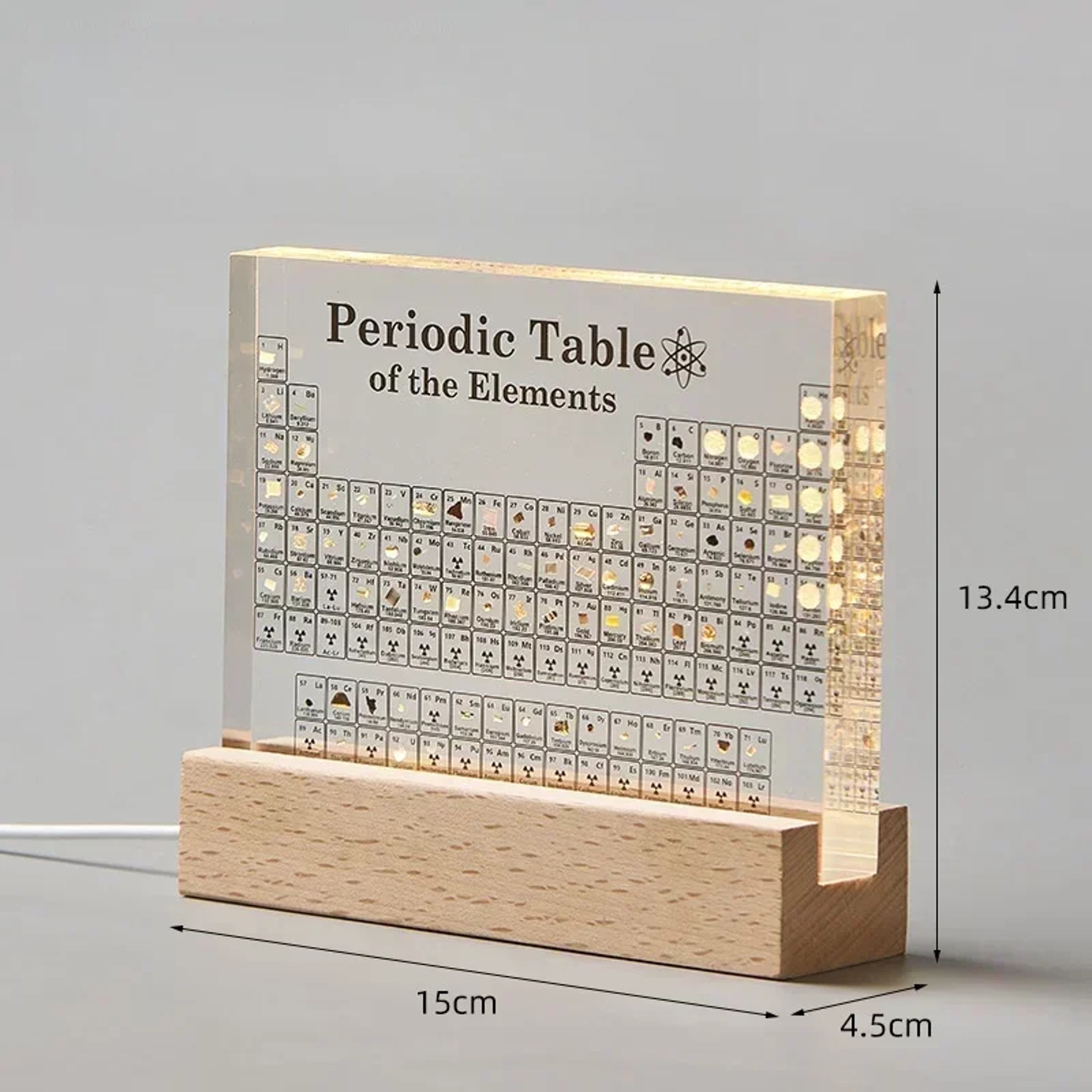 Mendeleev Periodic Table Figurine Display, Acrylic Real Elements Science Ornament for Room Decoration, Desk Accessories – view 7