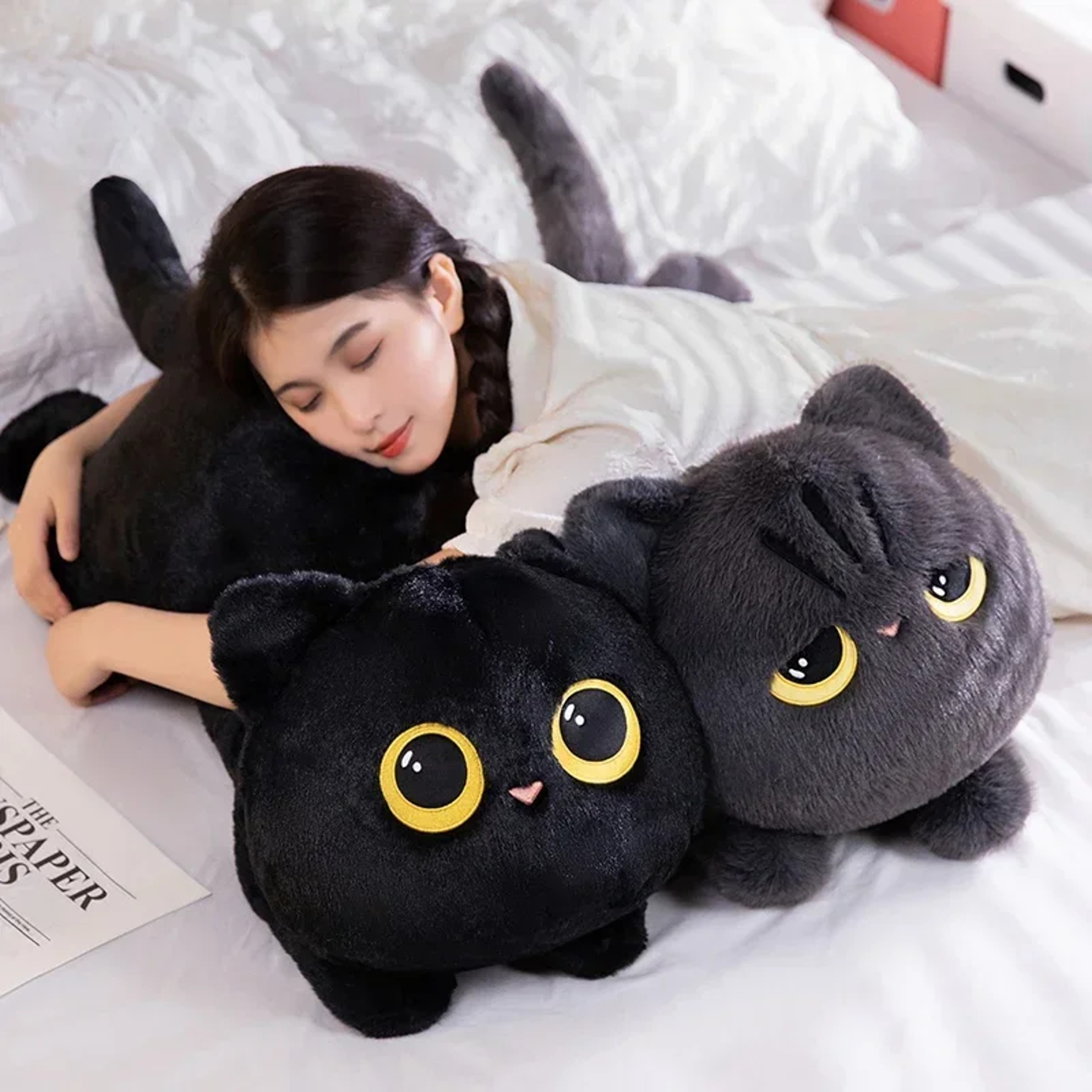 Cuddly Black Cat Plush Toy Doll Cute Big Pillow Cushion For Boys Girls Birthday Gifts 1
