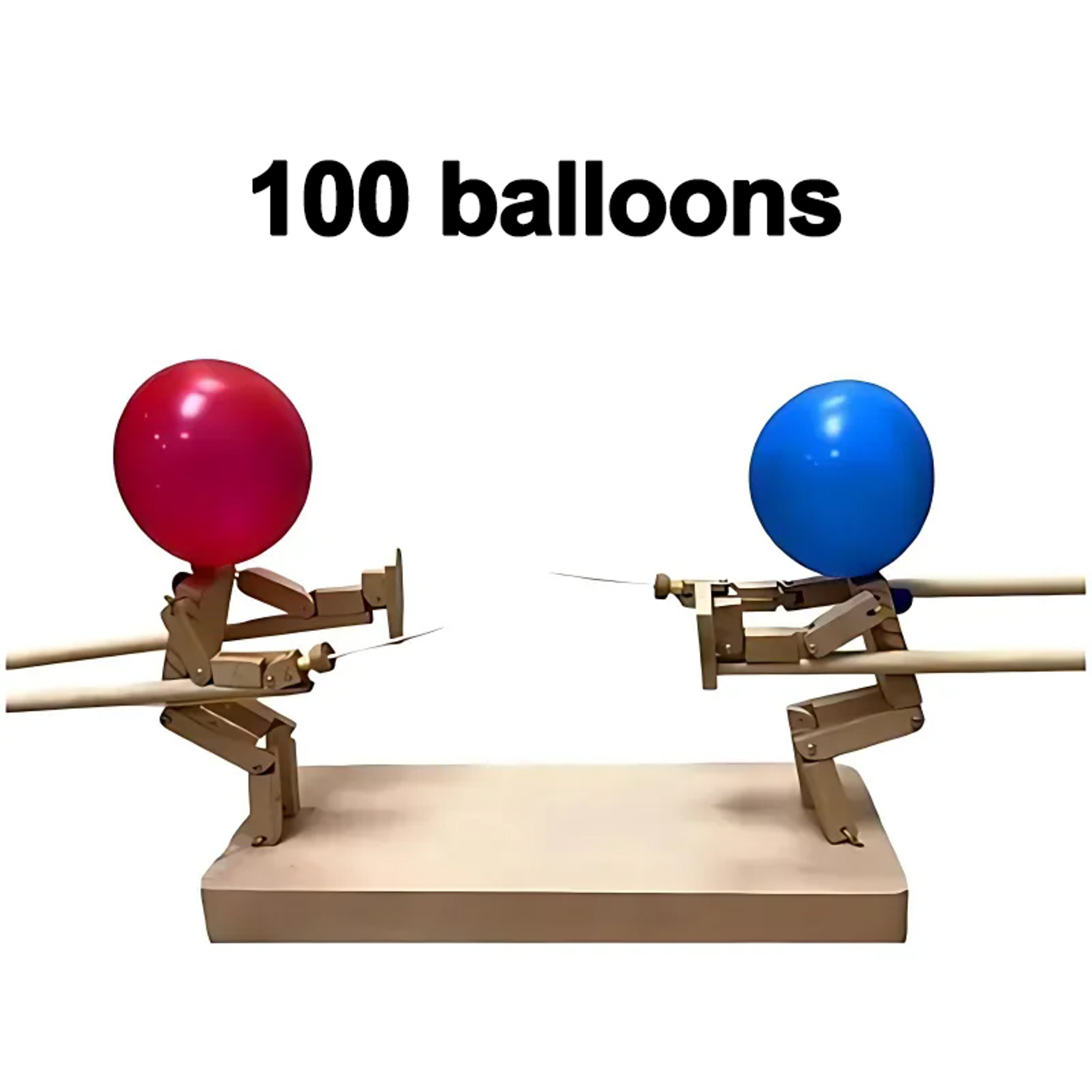 Fast-Paced Balloon Fight Wooden Bots Battle Game with Inflatable Head for Players – view 7