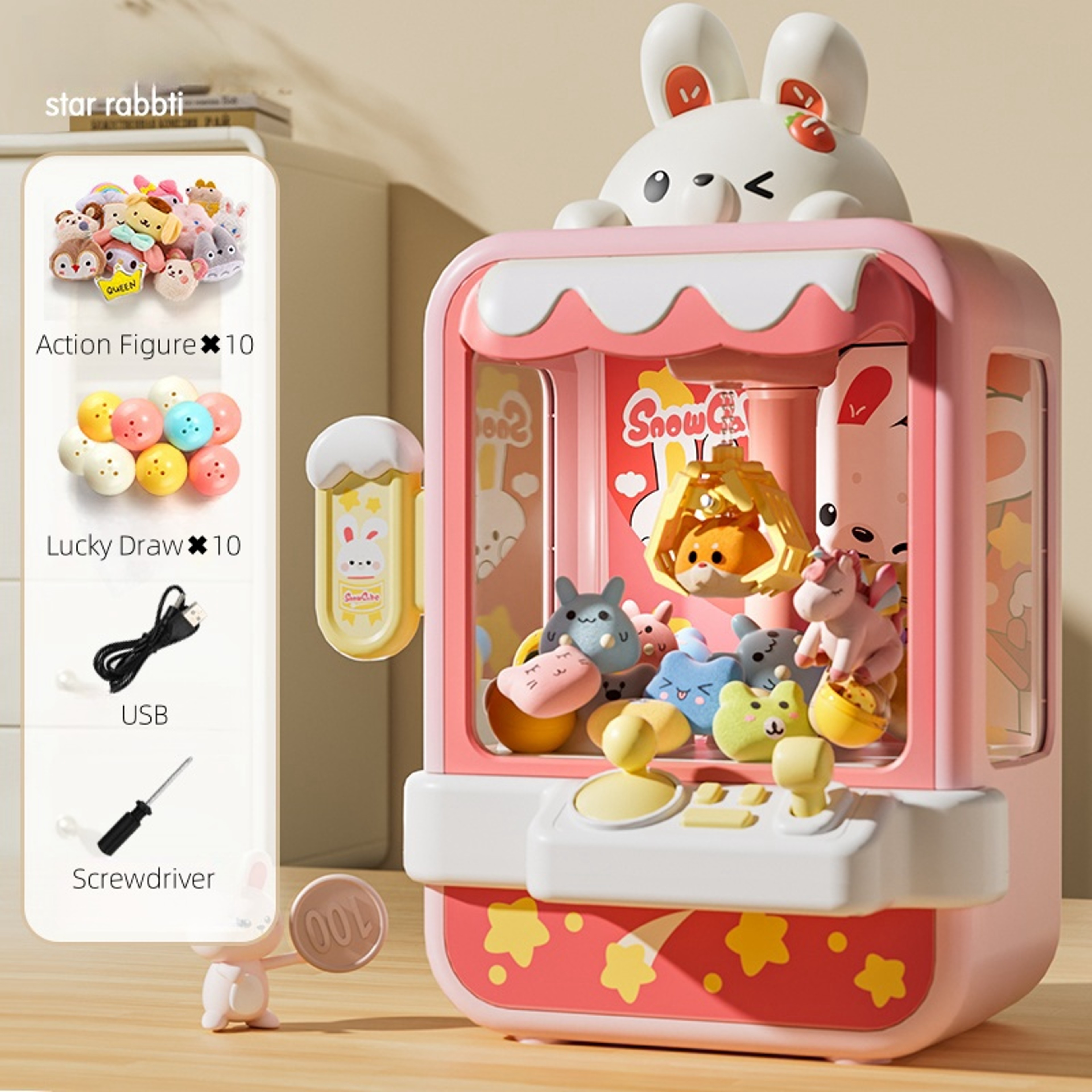 Music Mini Vending Machine, Electronic Arcade Game Toys, Adjustable Catch Doll Machine for Kids – view 7