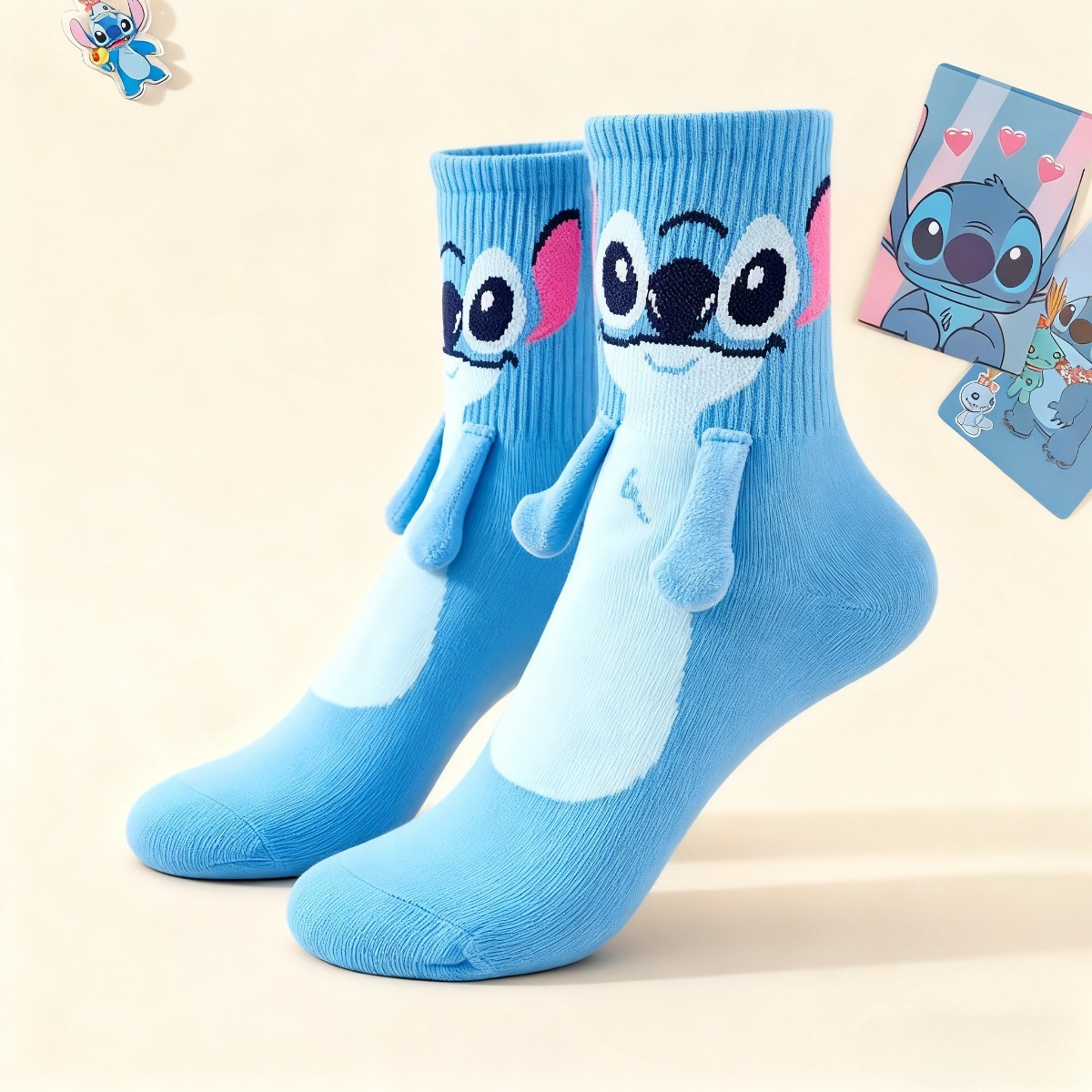 Kawaii Disney Stitch Crew Socks, Soft Cotton Blend for Daily Wear, Perfect Christmas Birthday Gift – view 3