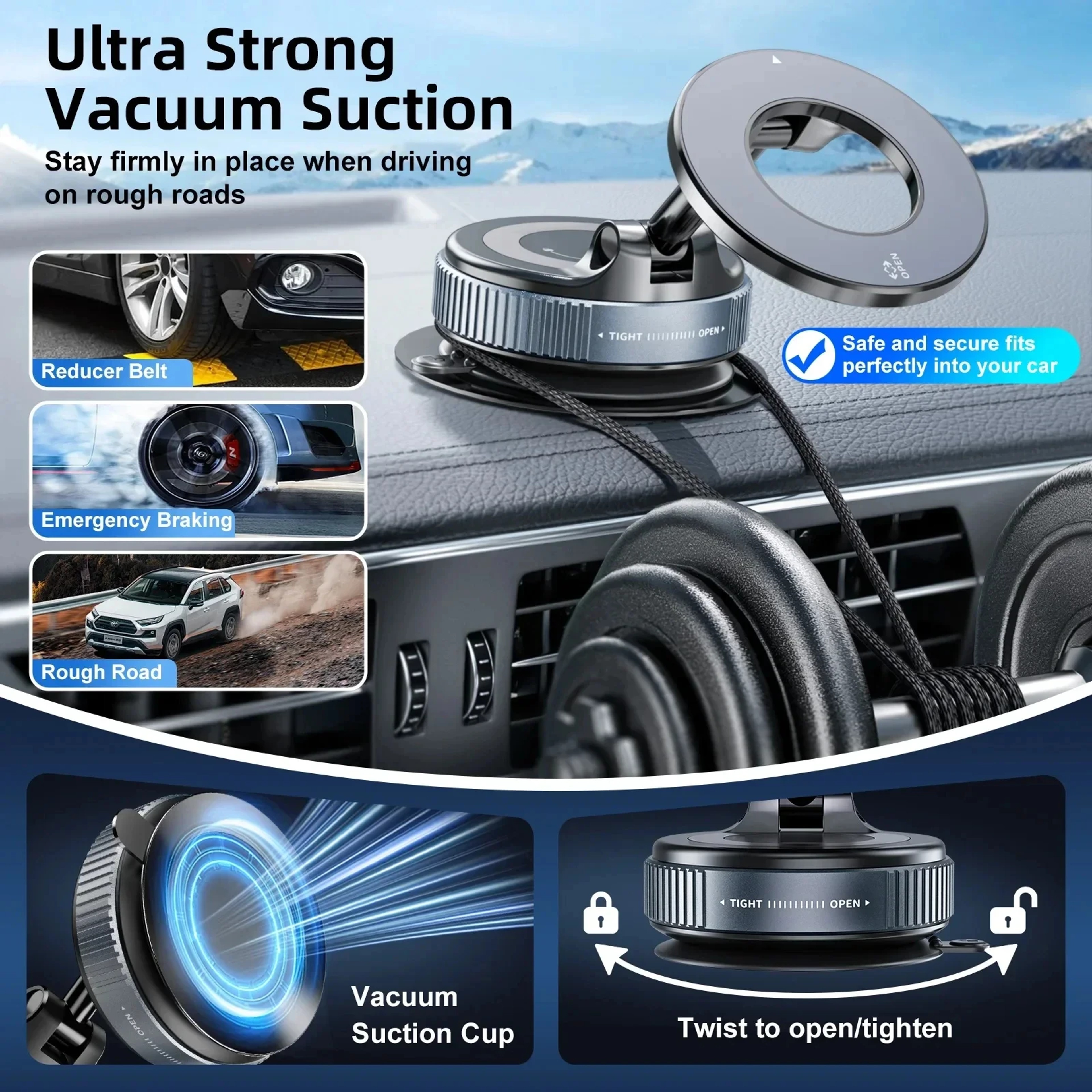Foldable Xiaomi Strong Magnetic Phone Holder Adjustable Vacuum Car Mount For IPhone Cell Phone Live 3
