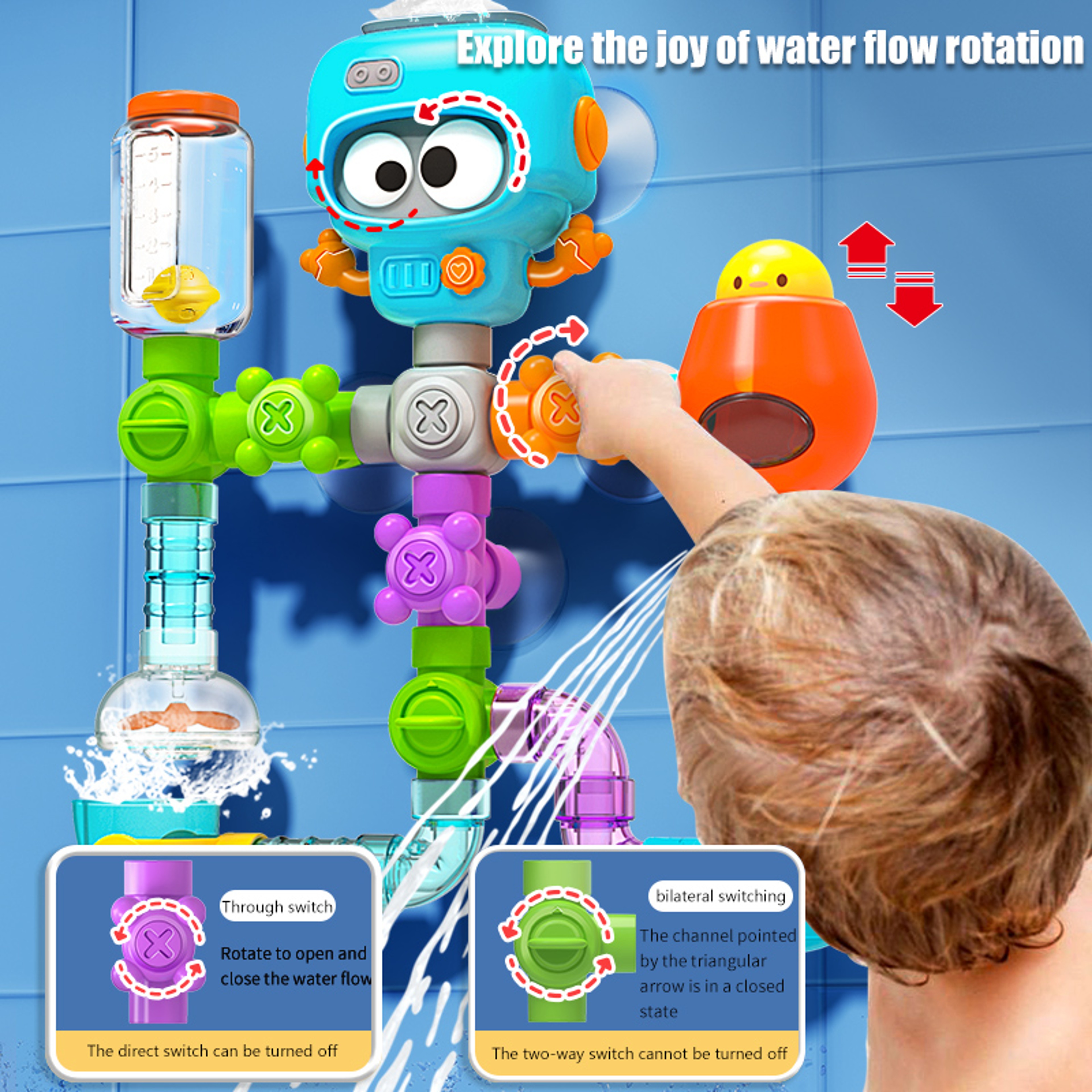 Tubes Spinner Squirt Water Baby Bath Toys with Strong Suction Cups, Shower Pool Game Set for Toddlers and Kids – view 5
