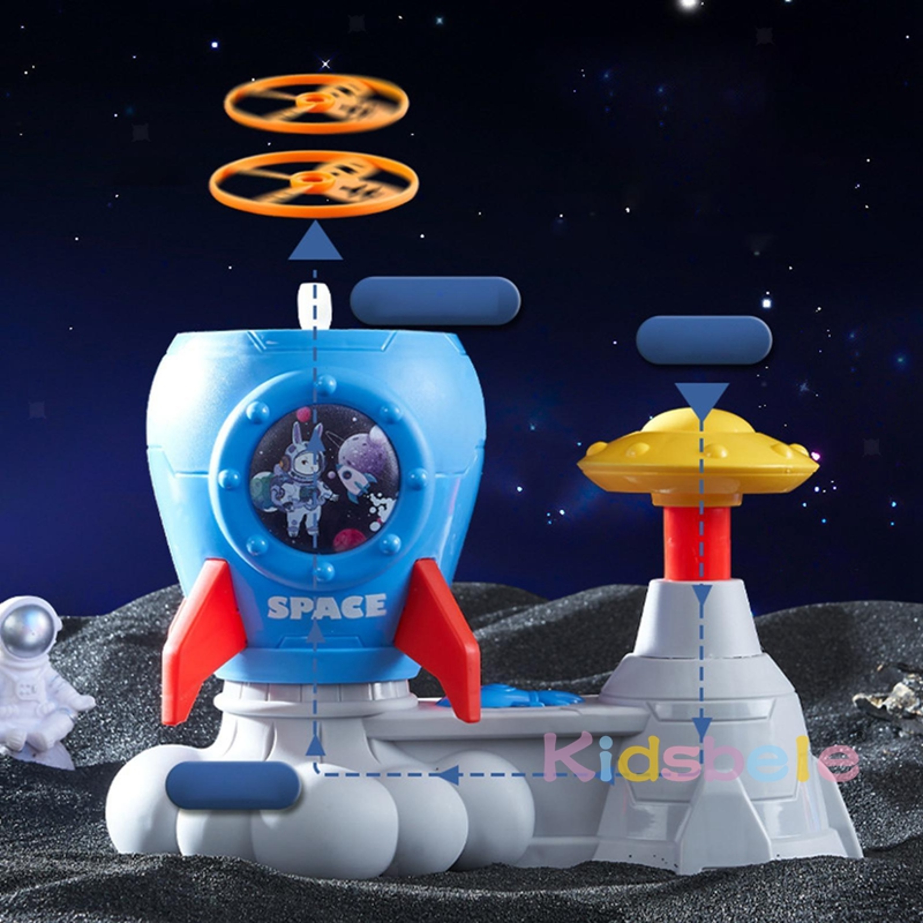 Flying Disc Launcher Toy For Kids Outdoor Rocket Bamboo Dragonfly Chasing Game 5