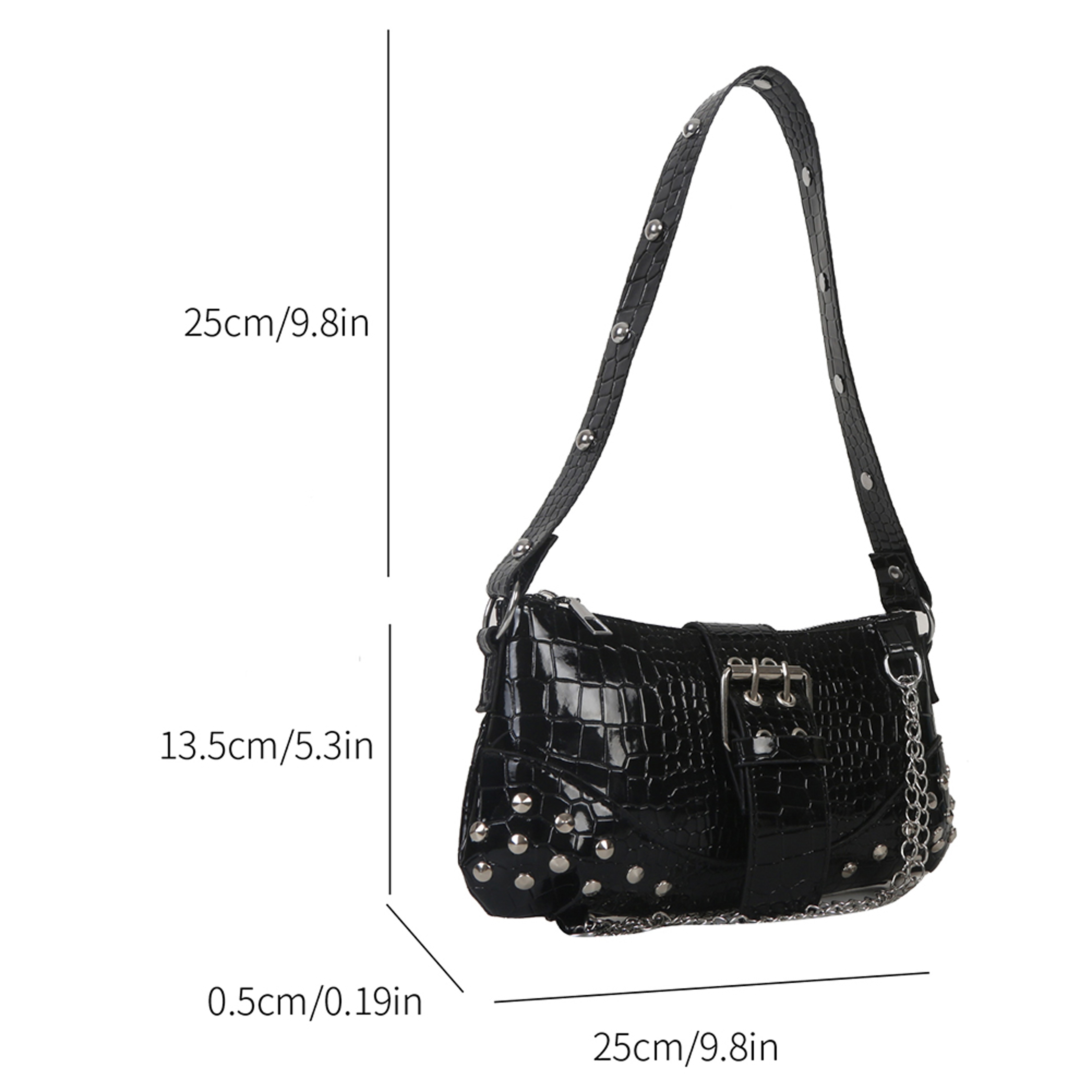 Cool Gothic Leather Underarm Tote Bag Casual Sling Handbags For Girls 5