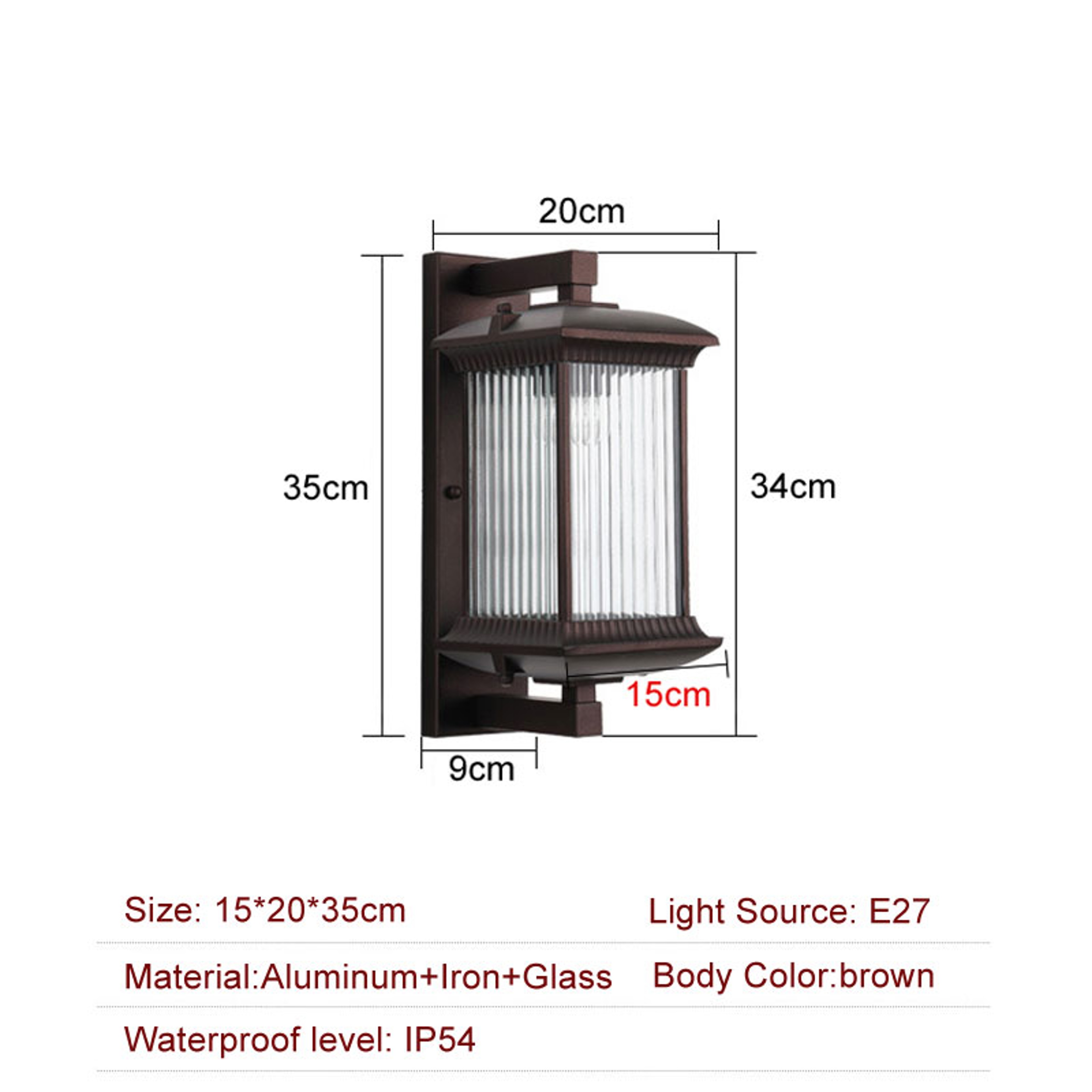 Exterior Wall Lighting, Waterproof Metal Wall Lamp for Villa, Hotel, Porch – view 7